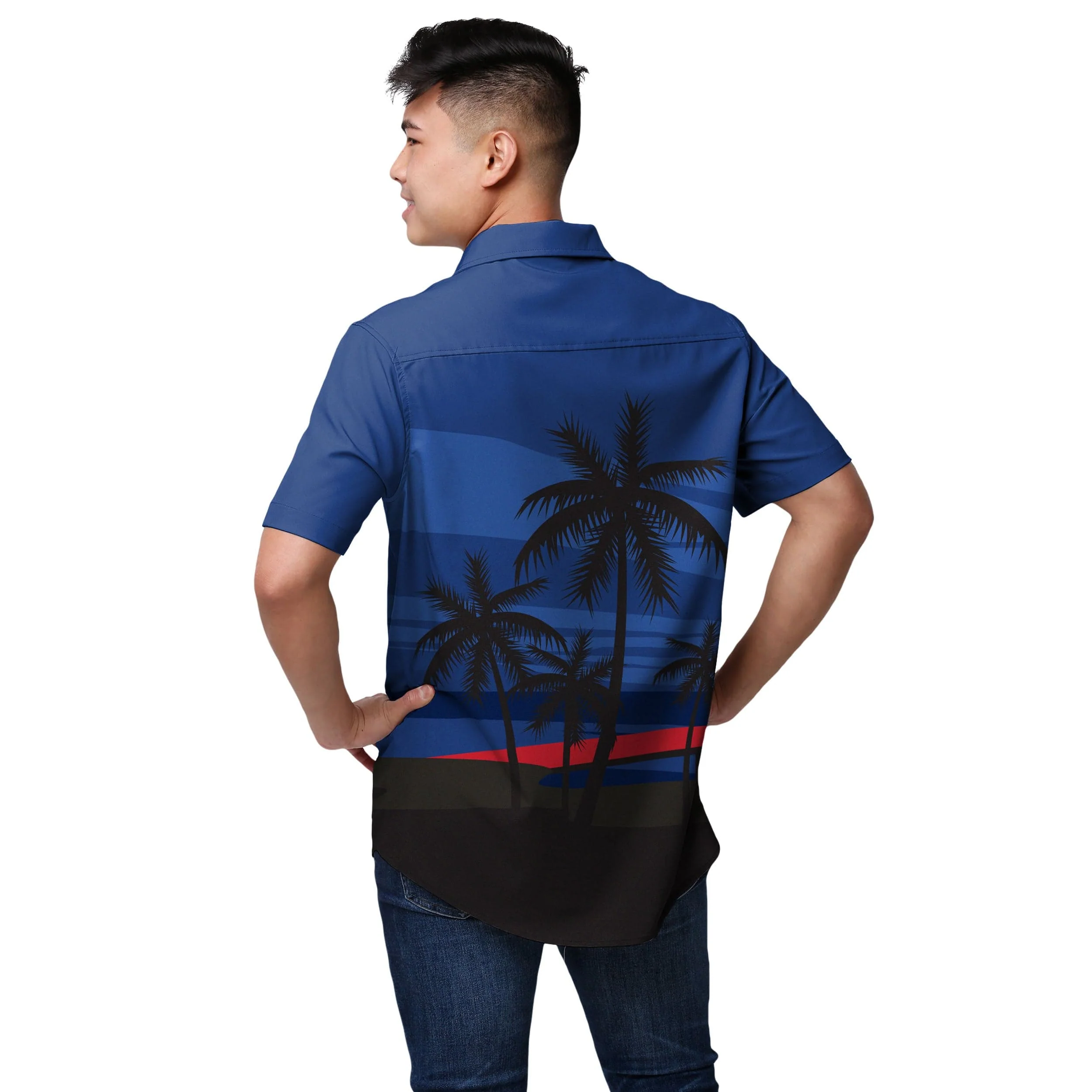 Buffalo Bills NFL Mens Tropical Sunset Button Up Shirt - Image 3