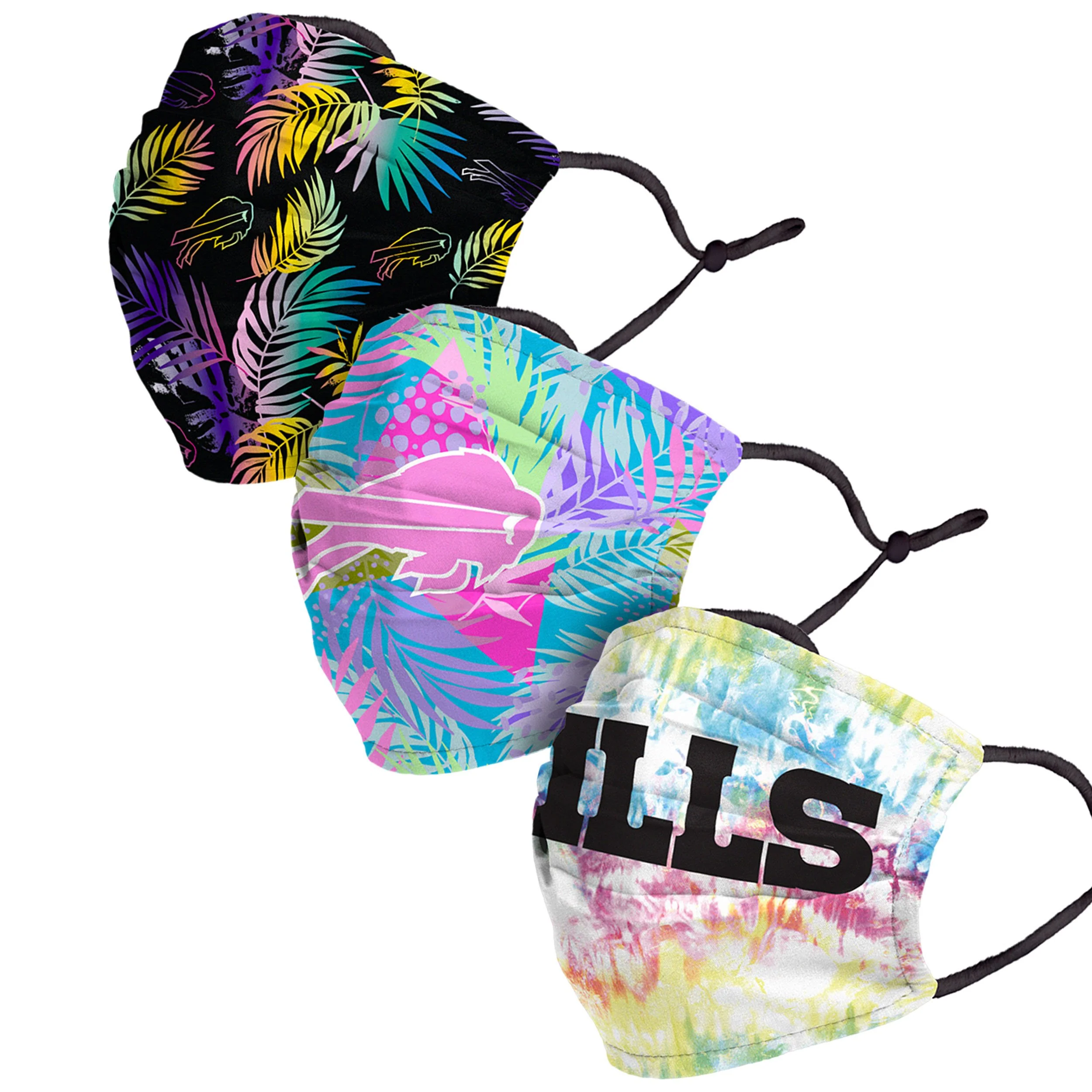 Buffalo Bills NFL Neon Floral 3 Pack Face Cover - Image 2