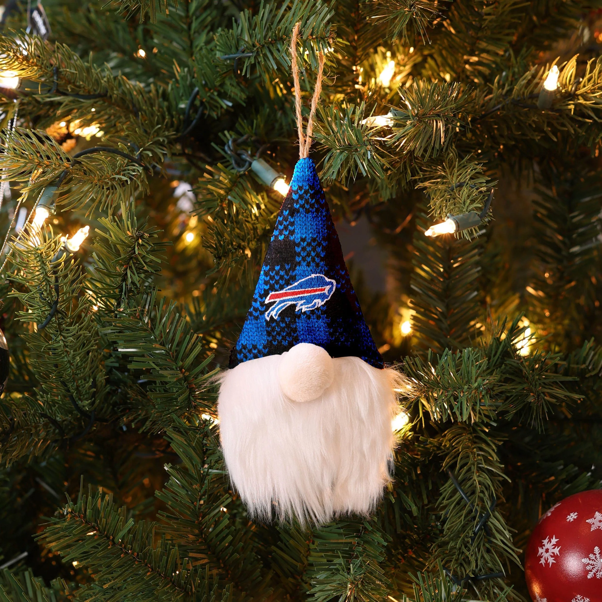 Buffalo Bills NFL Plaid Hat Plush Gnome Ornament - Image 3