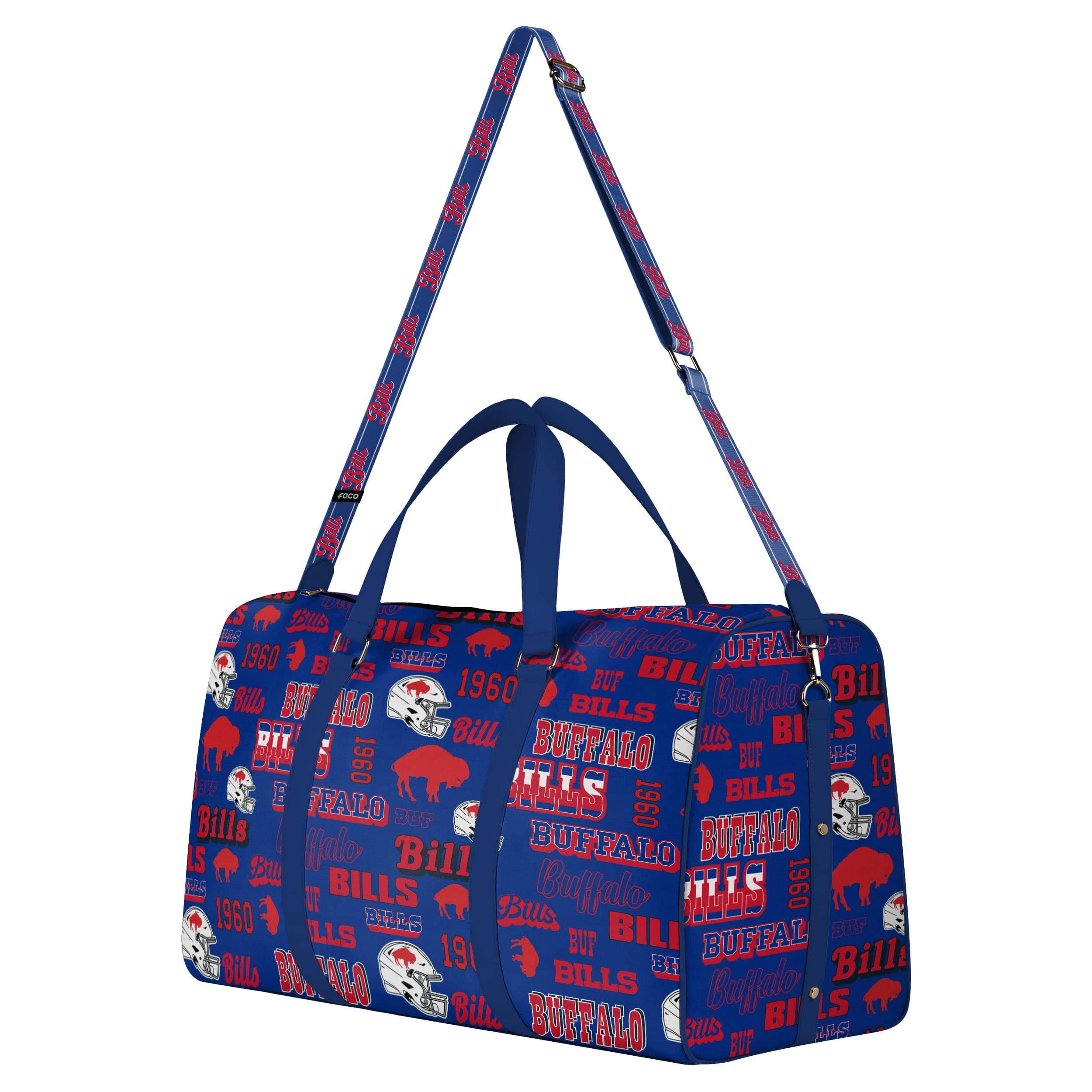 Buffalo Bills NFL Repeat Retro Print Nylon Weekender Duffle Bag - Image 2