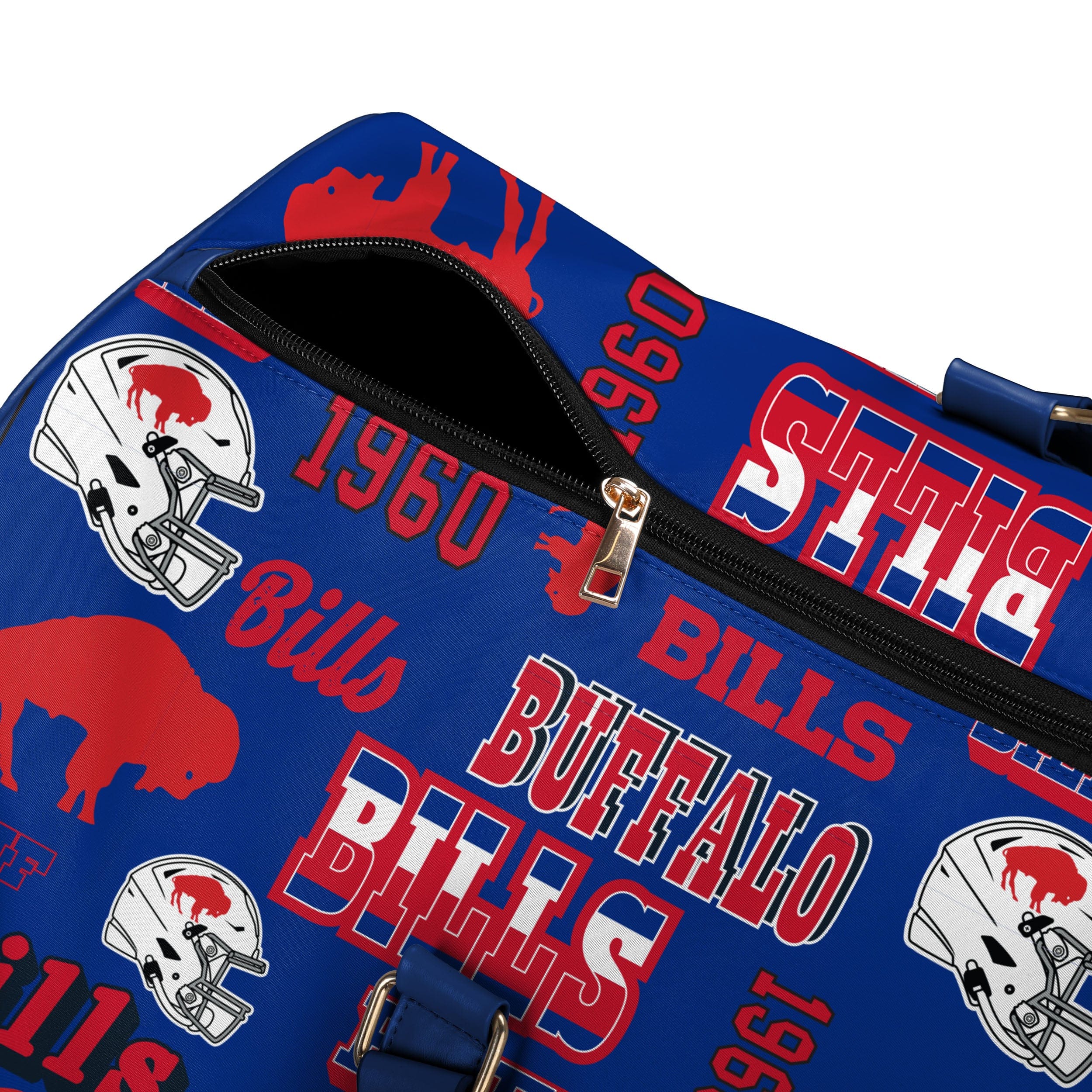 Buffalo Bills NFL Repeat Retro Print Nylon Weekender Duffle Bag - Image 5