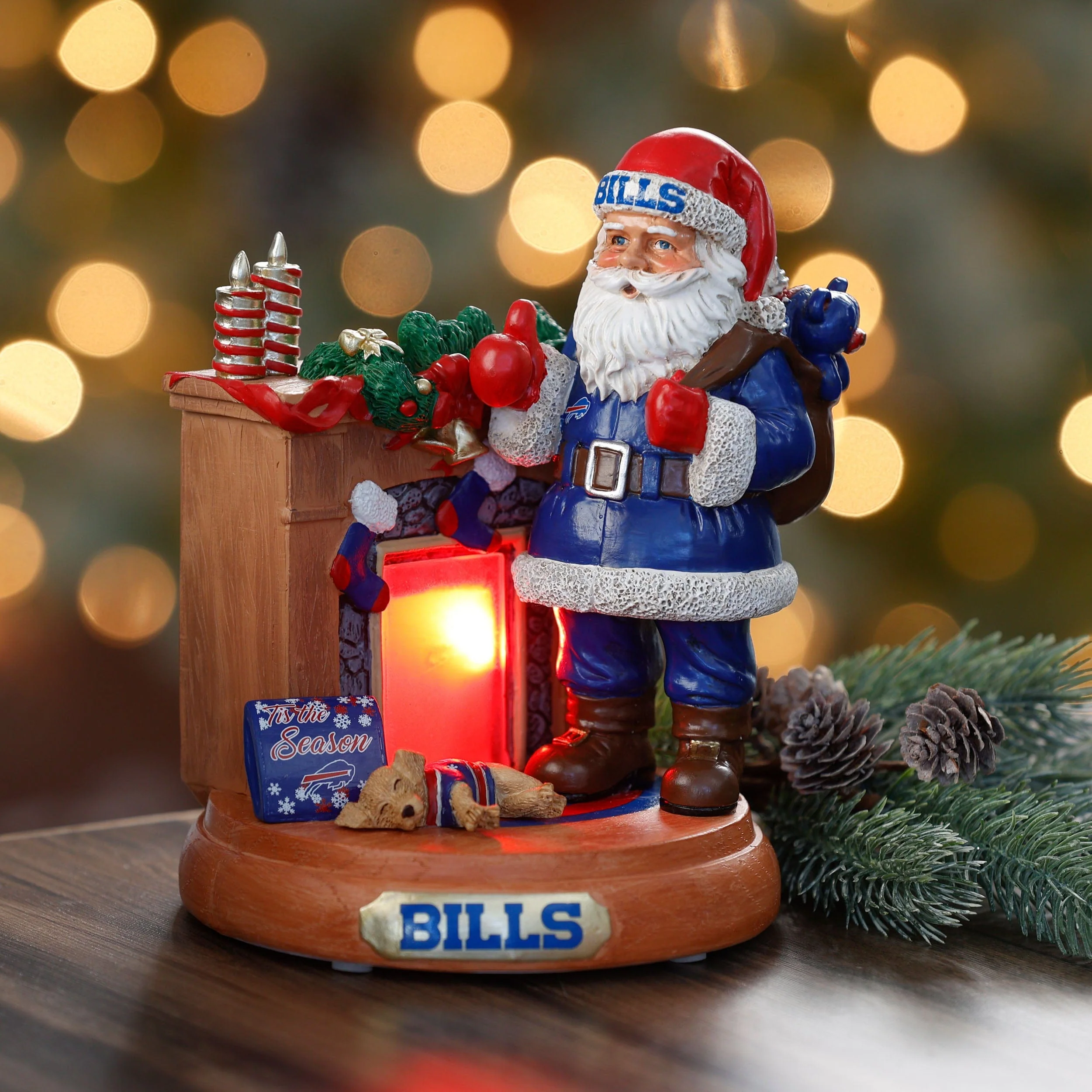 Buffalo Bills NFL Santa Fireplace Figurine - Image 2