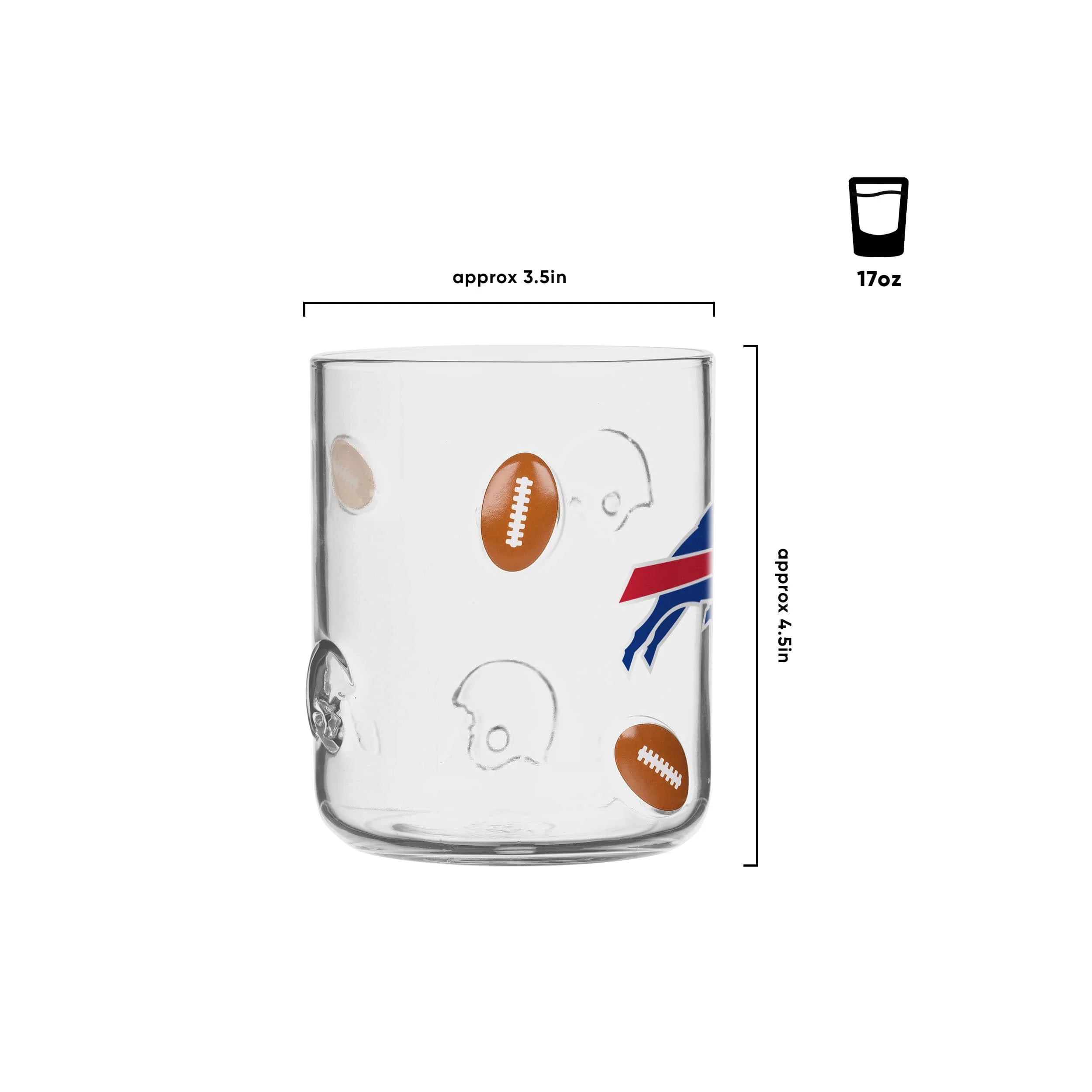 Buffalo Bills NFL Team Logo 17 oz Glass Cup (PREORDER - SHIPS MID JUNE) - Image 2