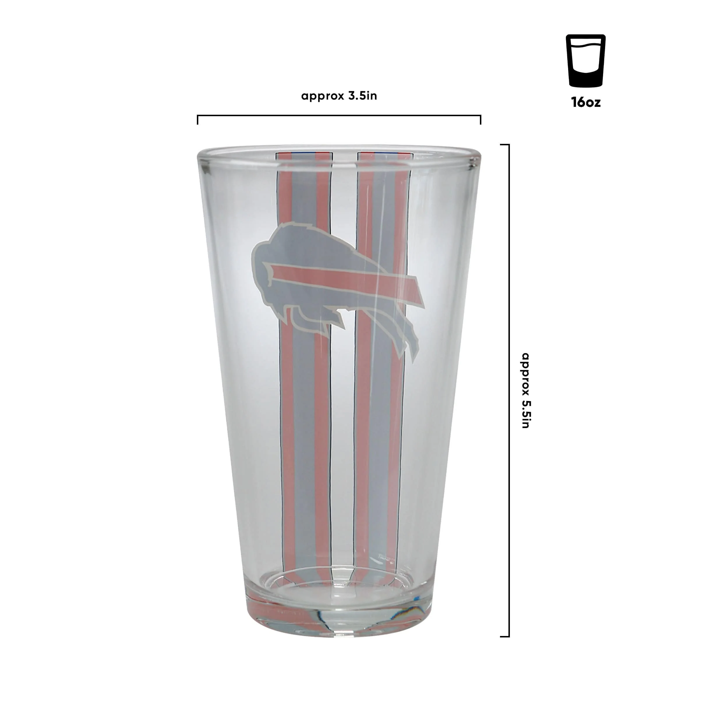 Buffalo Bills NFL Team Stripe Pint Glass - Image 3