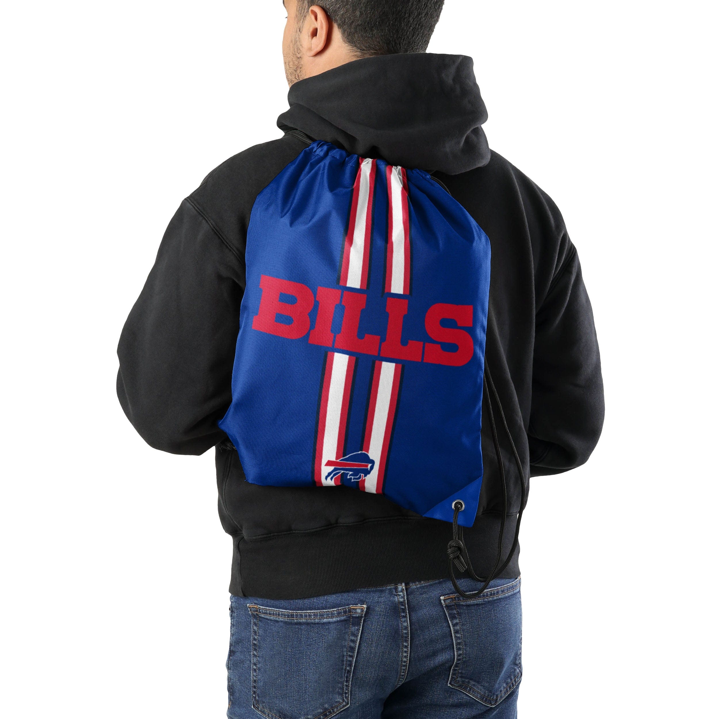 Buffalo Bills NFL Team Stripe Wordmark Drawstring Backpack - Image 2