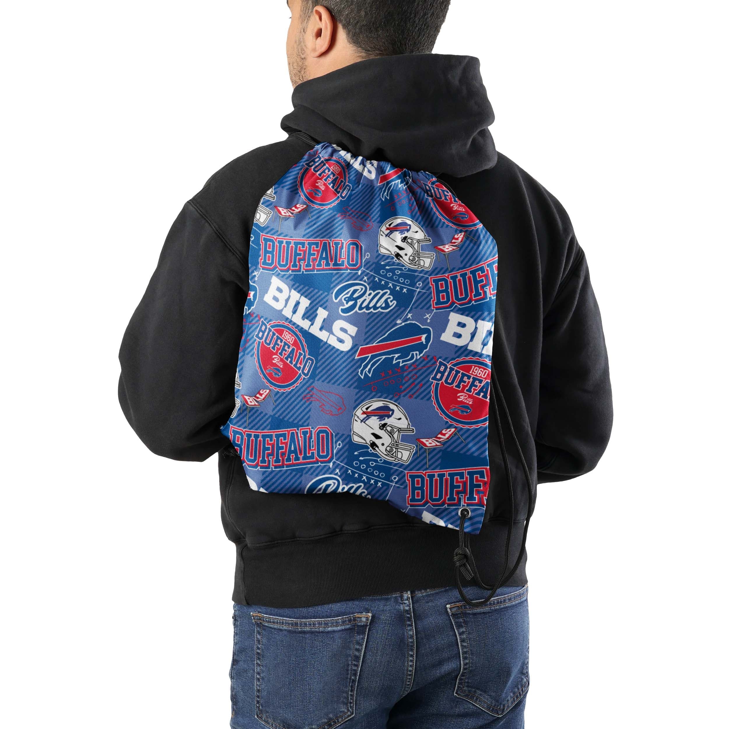 Buffalo Bills NFL Thematic Repeat Print Drawstring Backpack - Image 2