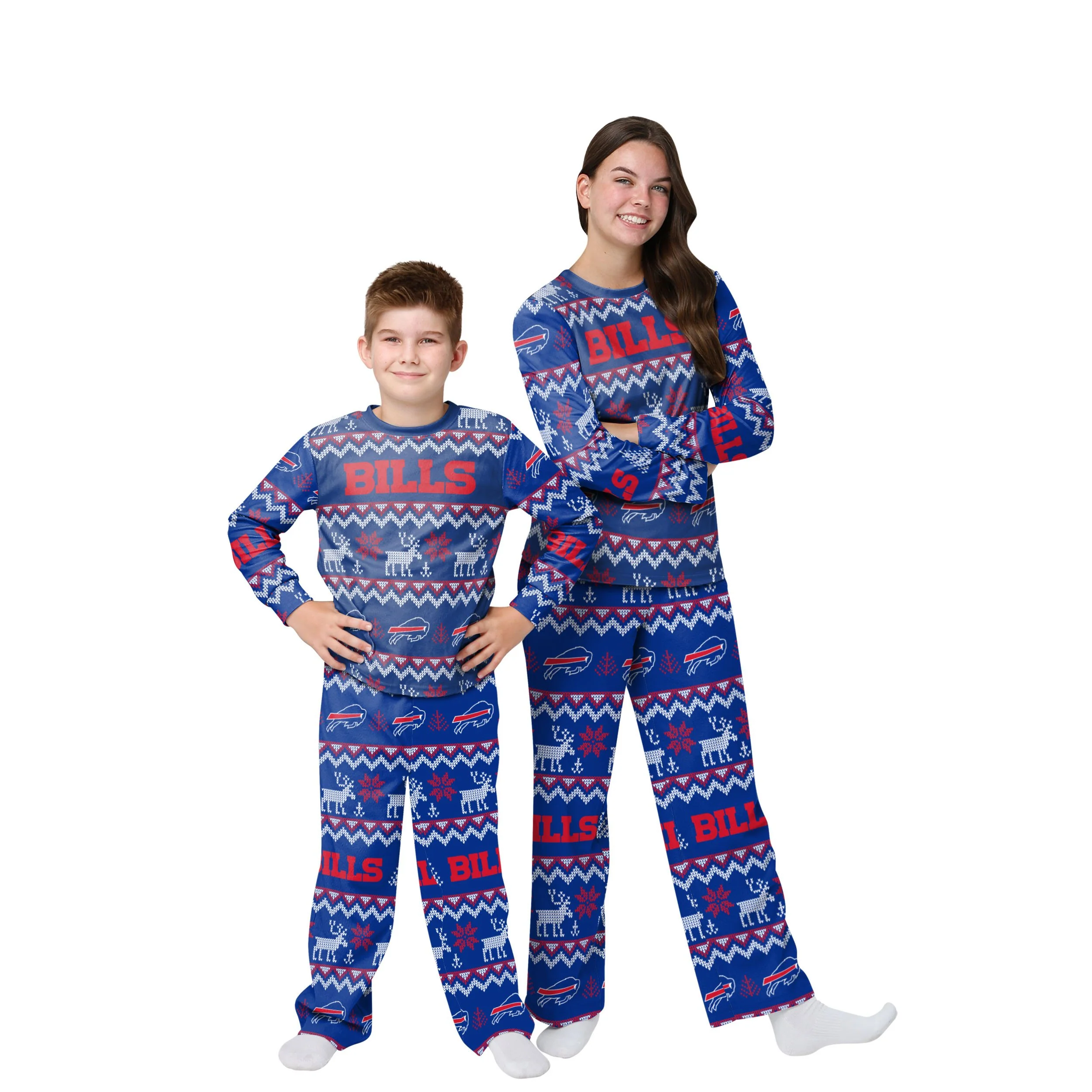 Buffalo Bills NFL Ugly Pattern Family Holiday Pajamas - Image 4