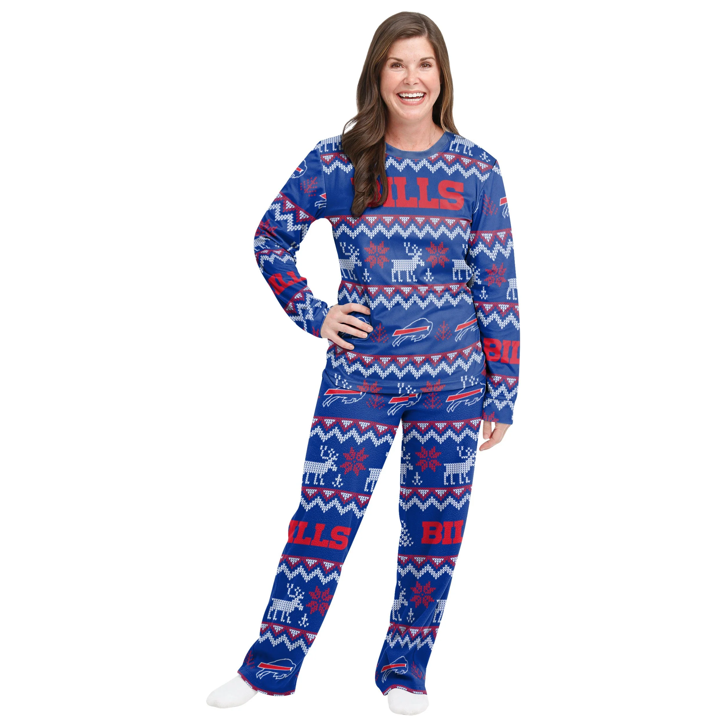 Buffalo Bills NFL Ugly Pattern Family Holiday Pajamas - Image 5