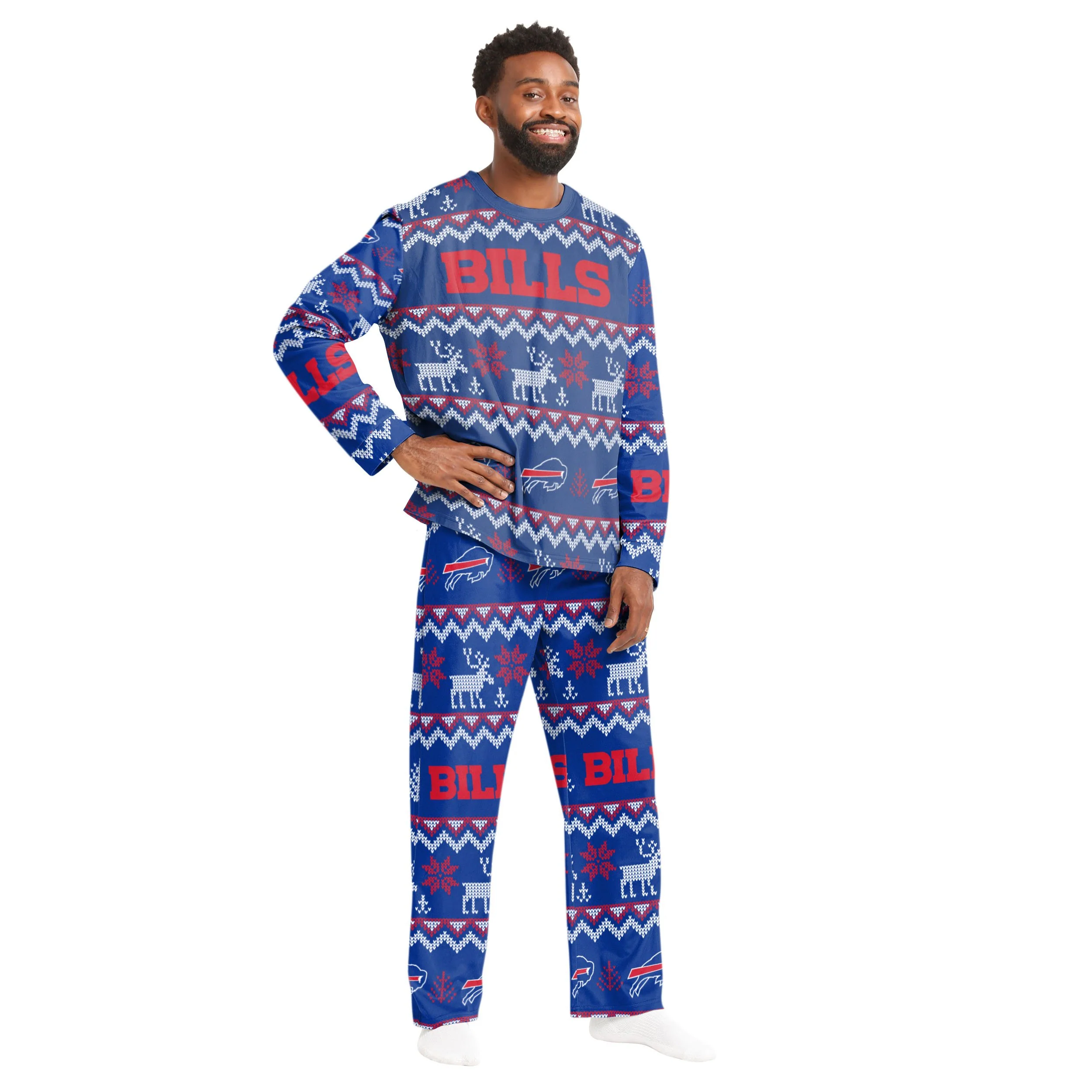 Buffalo Bills NFL Ugly Pattern Family Holiday Pajamas - Image 6