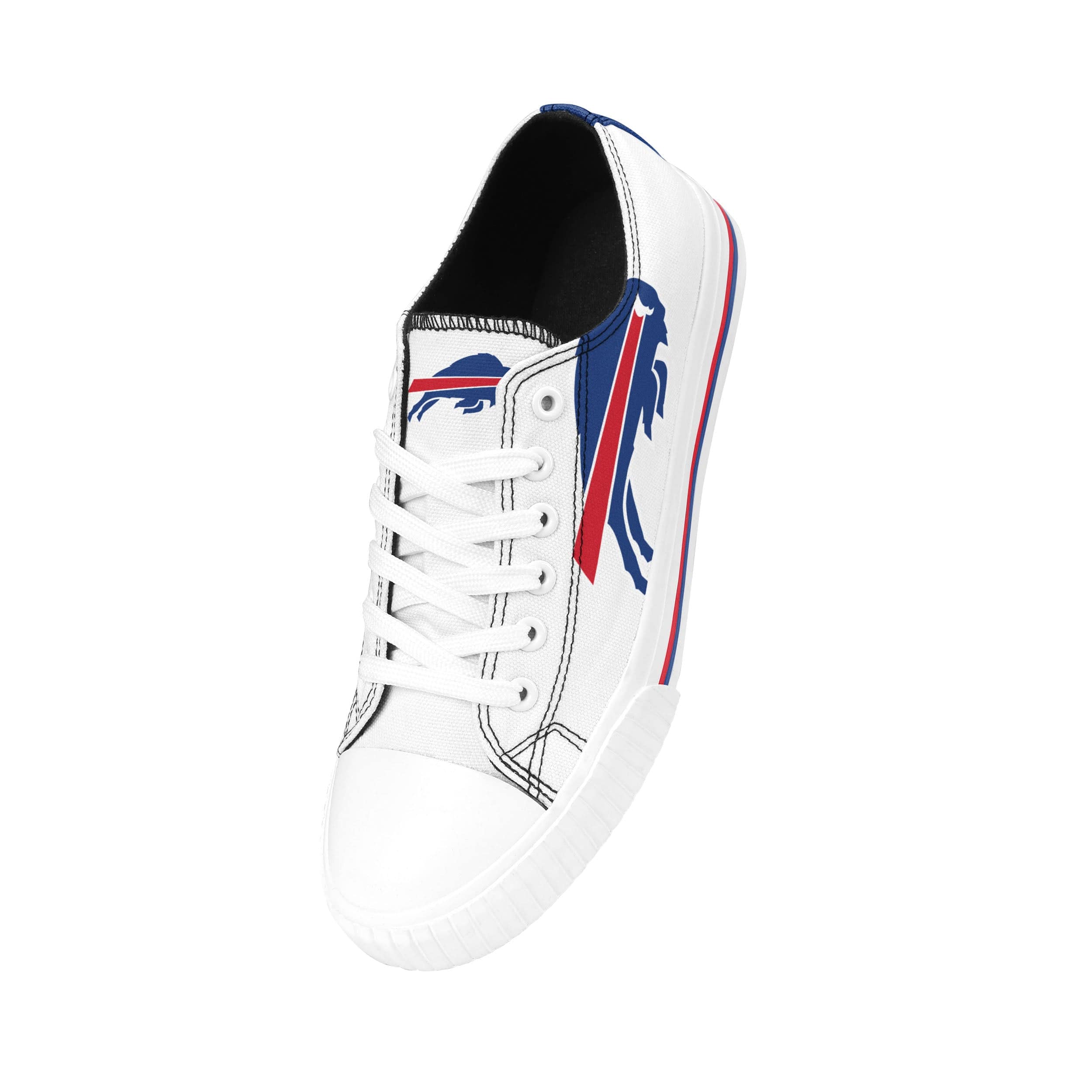 Buffalo Bills NFL Womens Big Logo Low Top White Canvas Shoes - Image 2