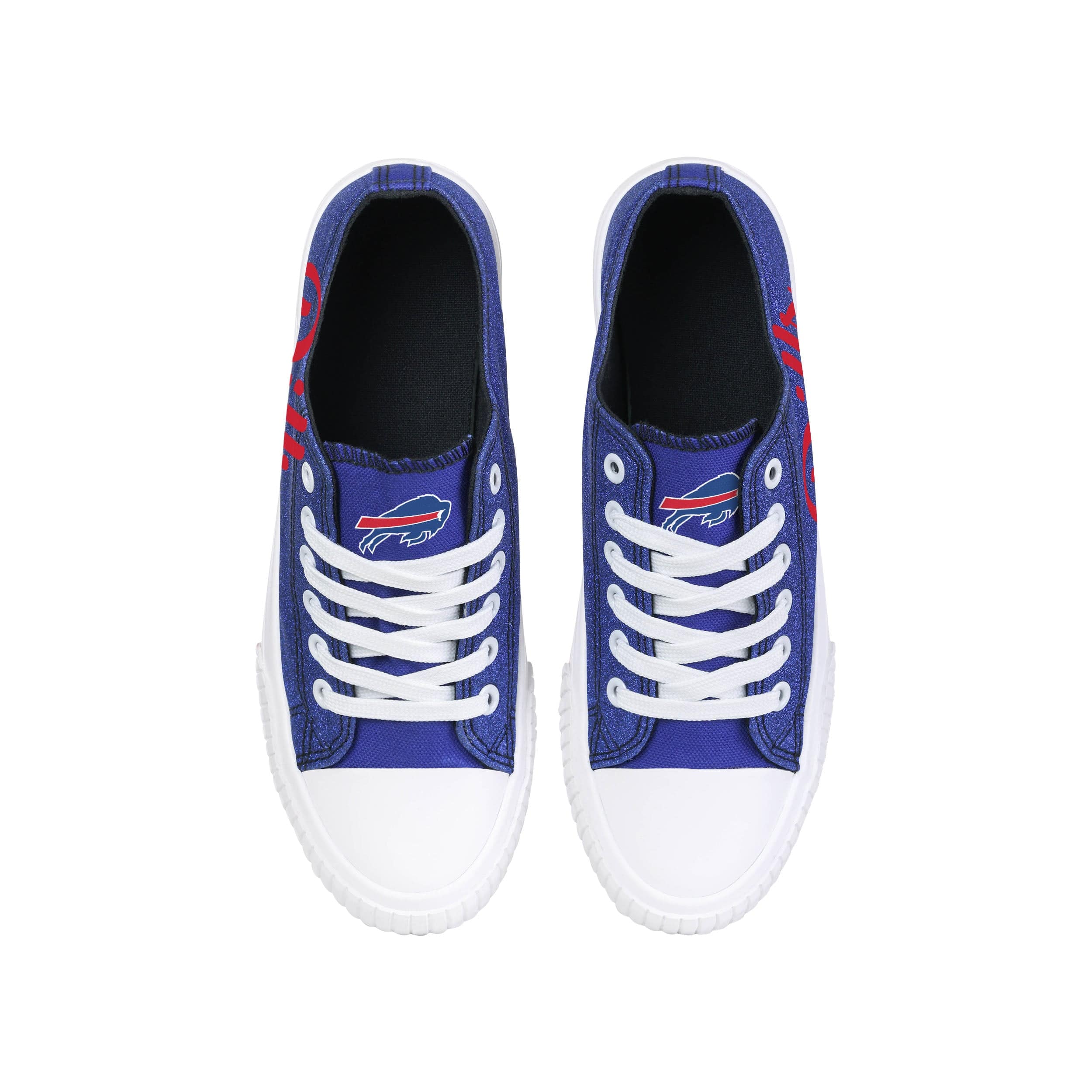 Buffalo Bills NFL Womens Color Glitter Low Top Canvas Shoes - Image 4