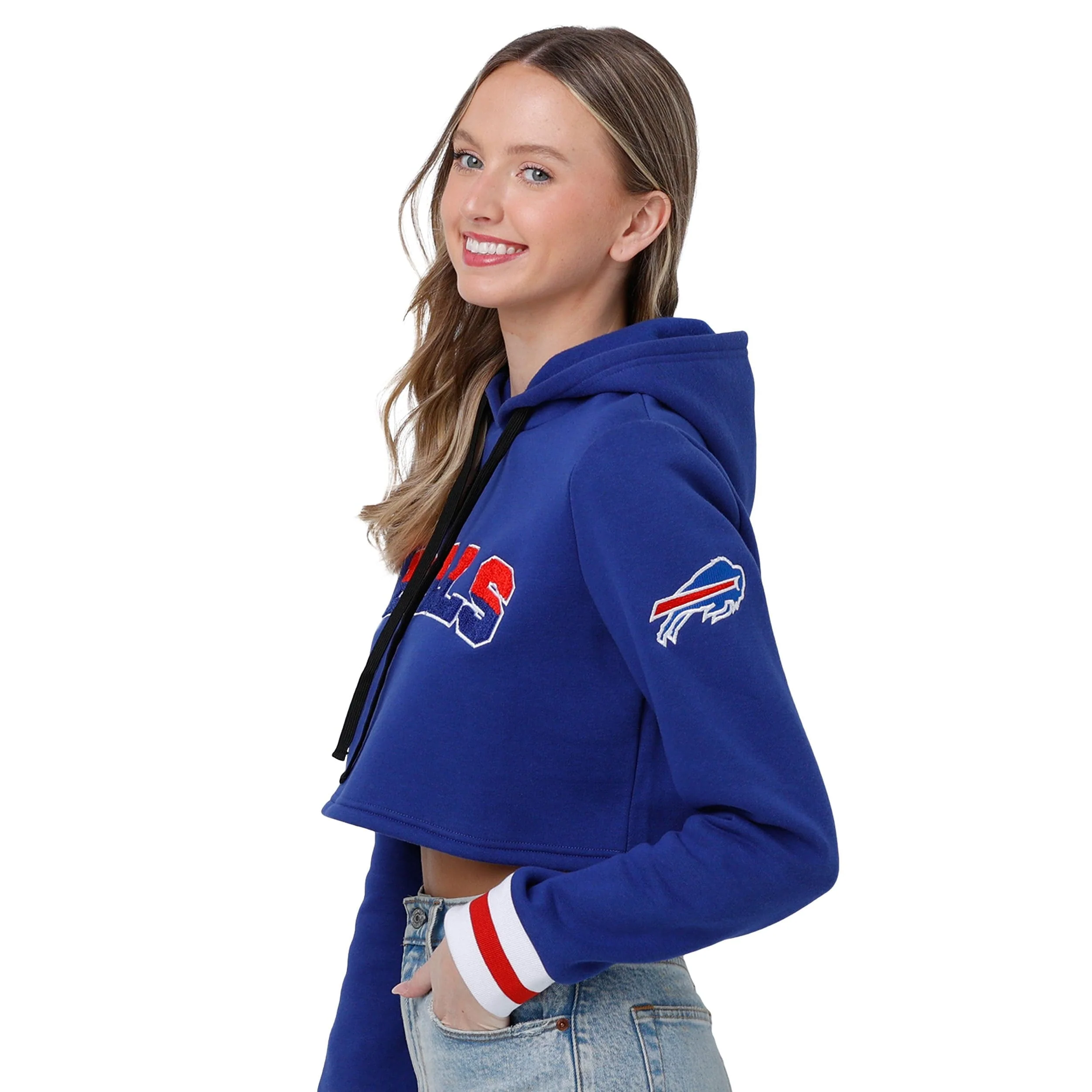 Buffalo Bills NFL Womens Cropped Chenille Hoodie - Image 4