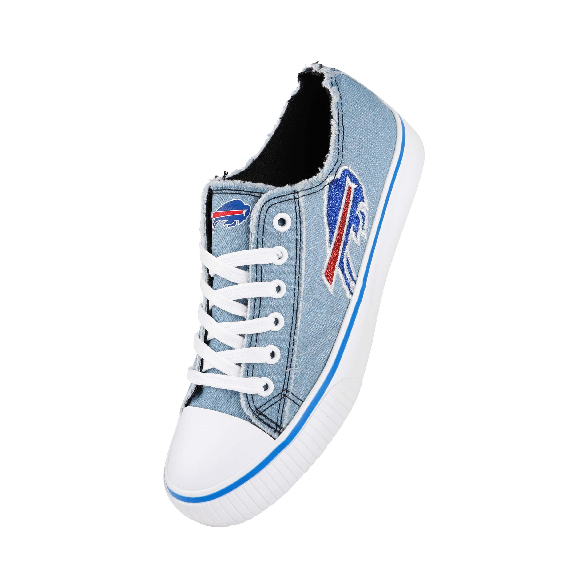 Buffalo Bills NFL Womens Denim Low Top Canvas Shoes - Image 2