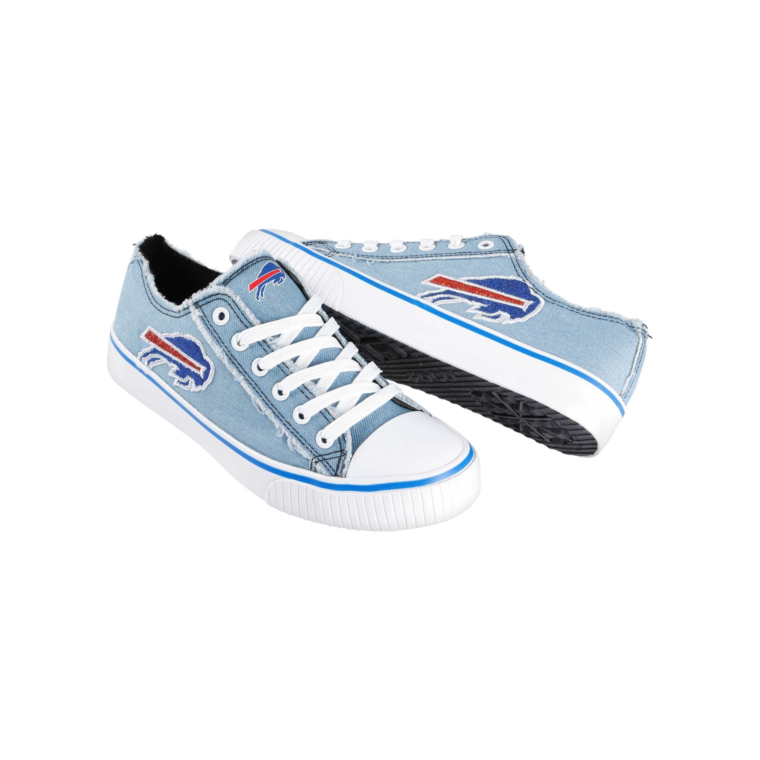 Buffalo Bills NFL Womens Denim Low Top Canvas Shoes - Image 4