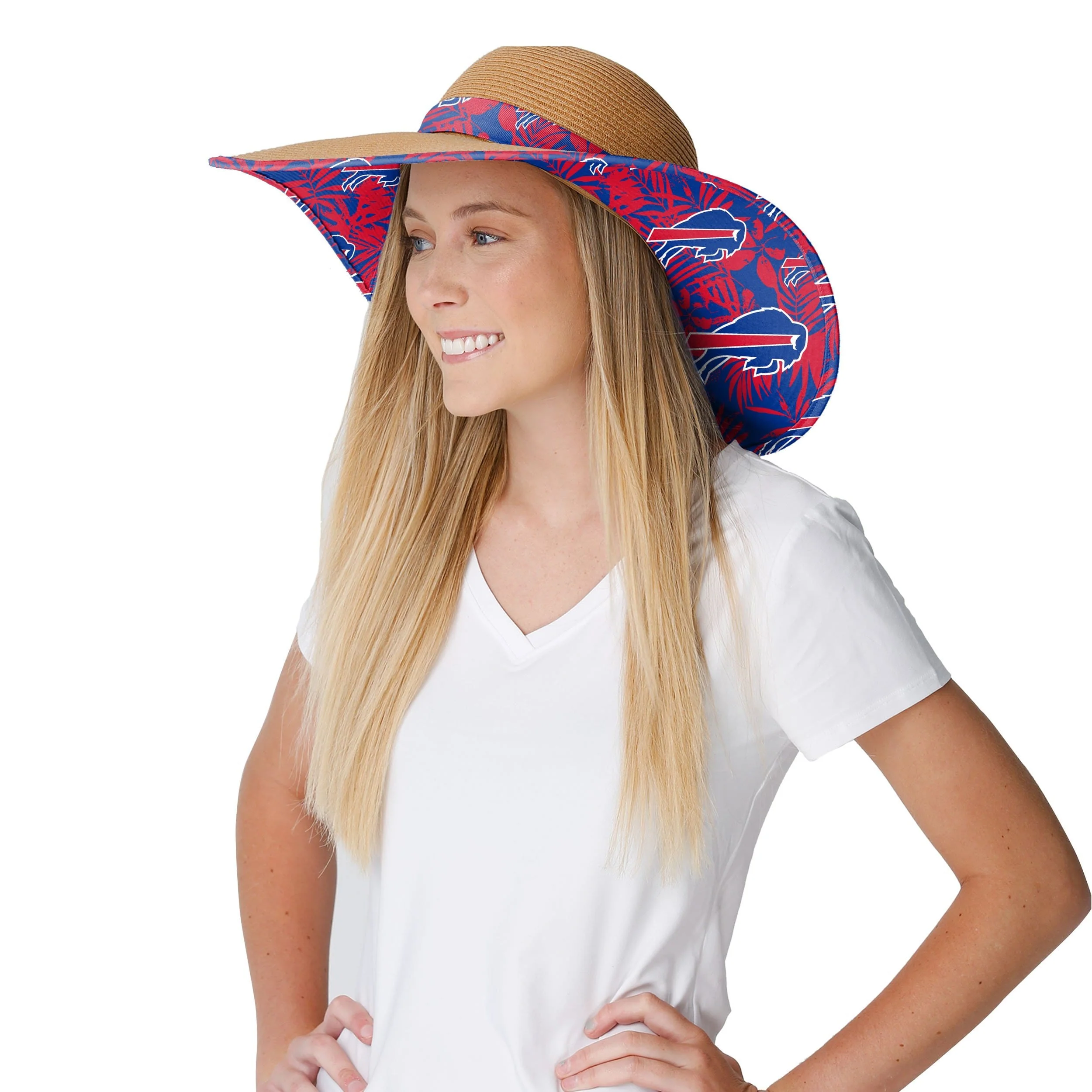 Buffalo Bills NFL Womens Floral Straw Hat - Image 3
