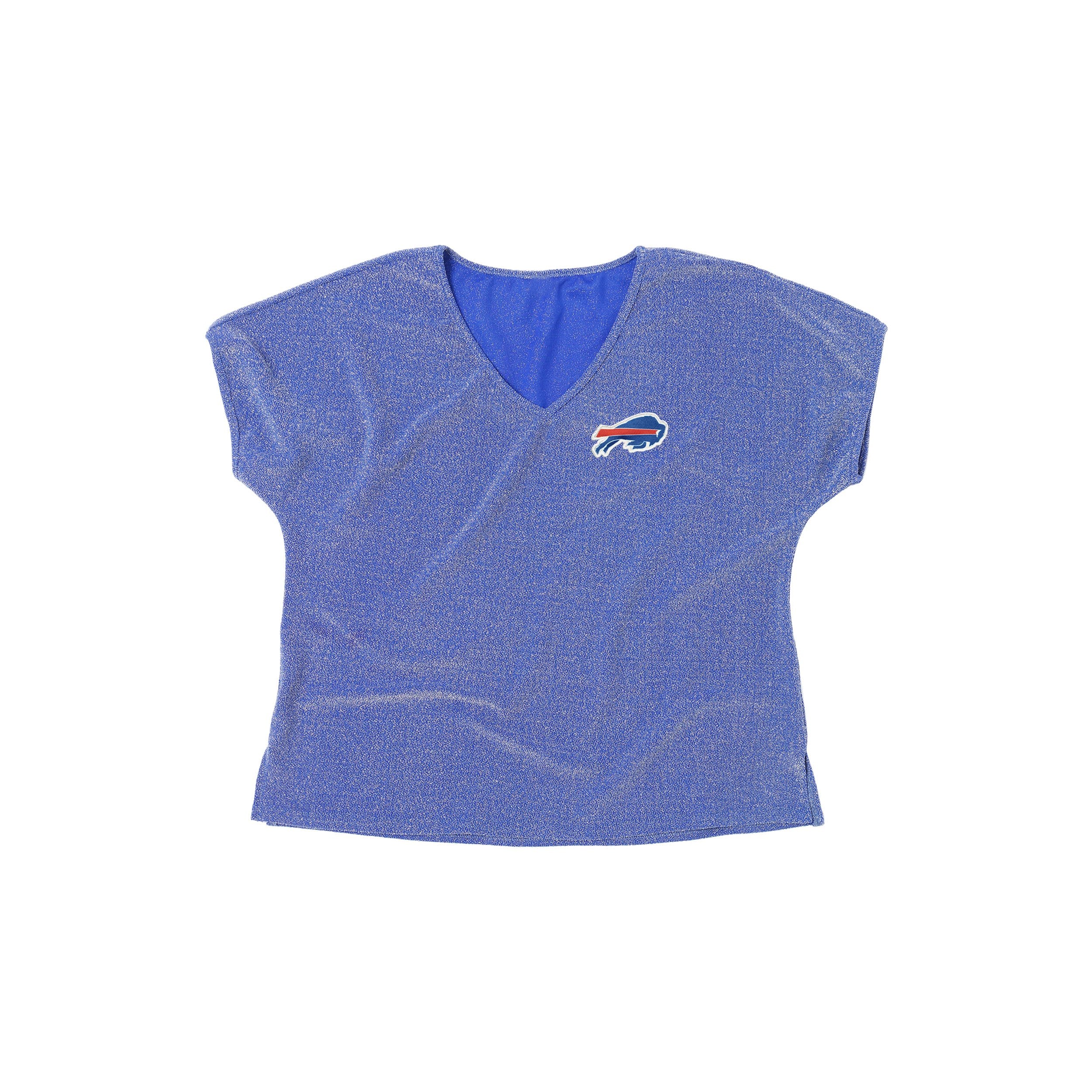 Buffalo Bills NFL Womens Gametime Glitter V-Neck T-Shirt - Image 5