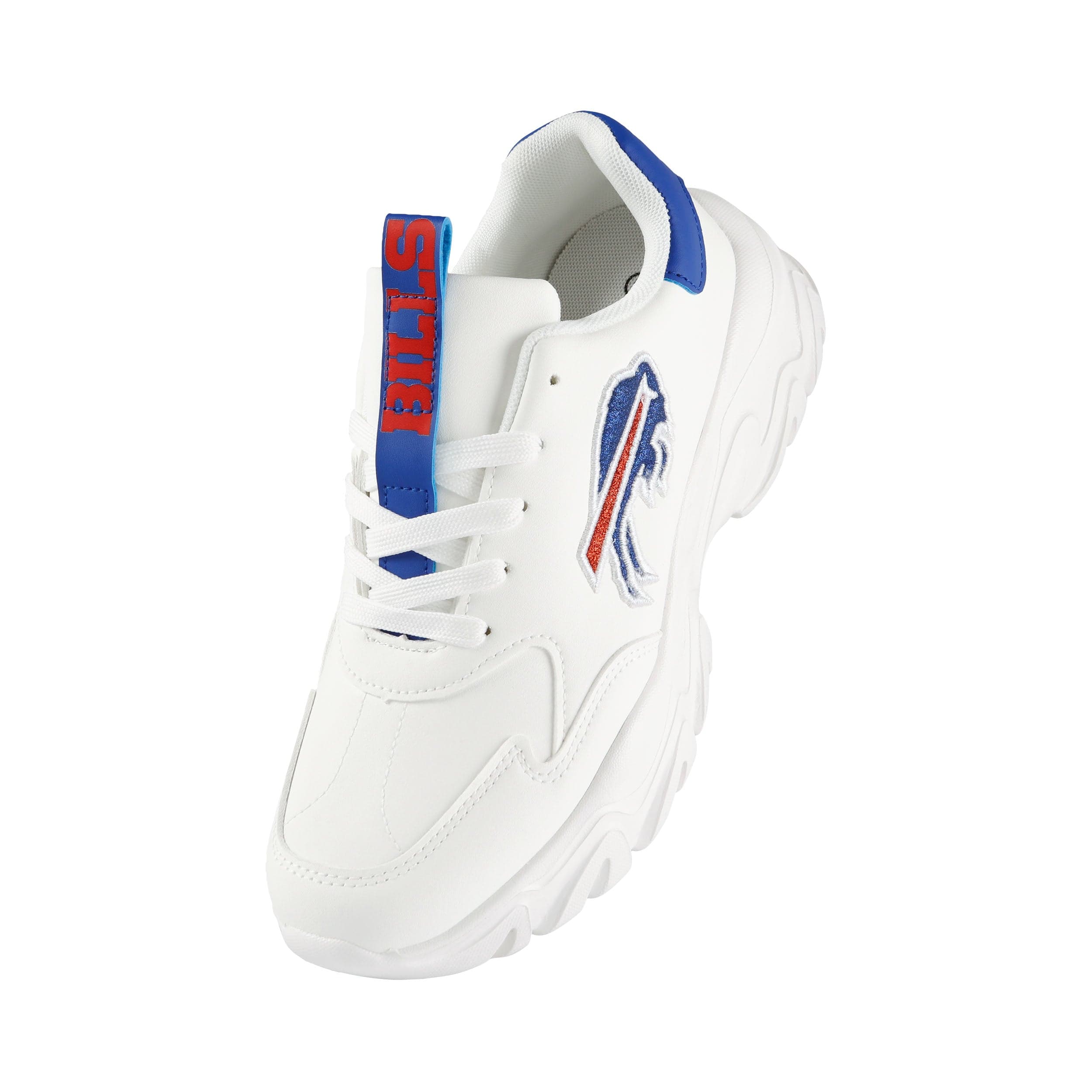 Buffalo Bills NFL Womens Glitter Big Logo Vintage White Chunky Sneaker - Image 2