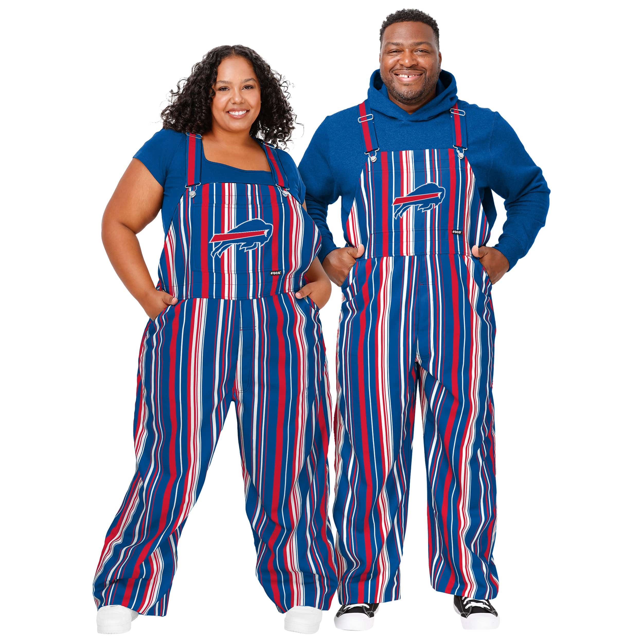 Buffalo Bills NFL Womens Hyper Stripe Bib Overalls - Image 3