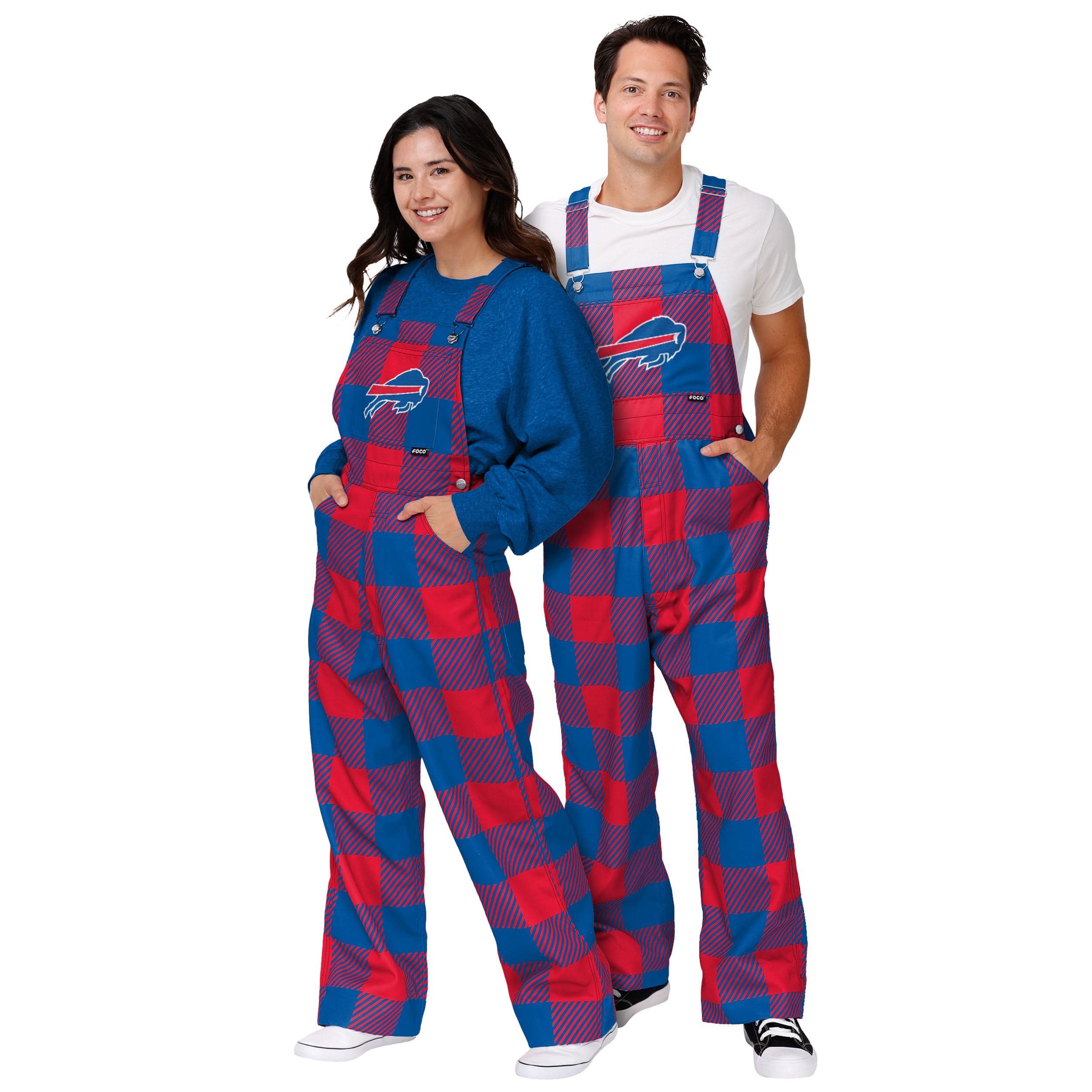 Buffalo Bills NFL Womens Plaid Bib Overalls - Image 3
