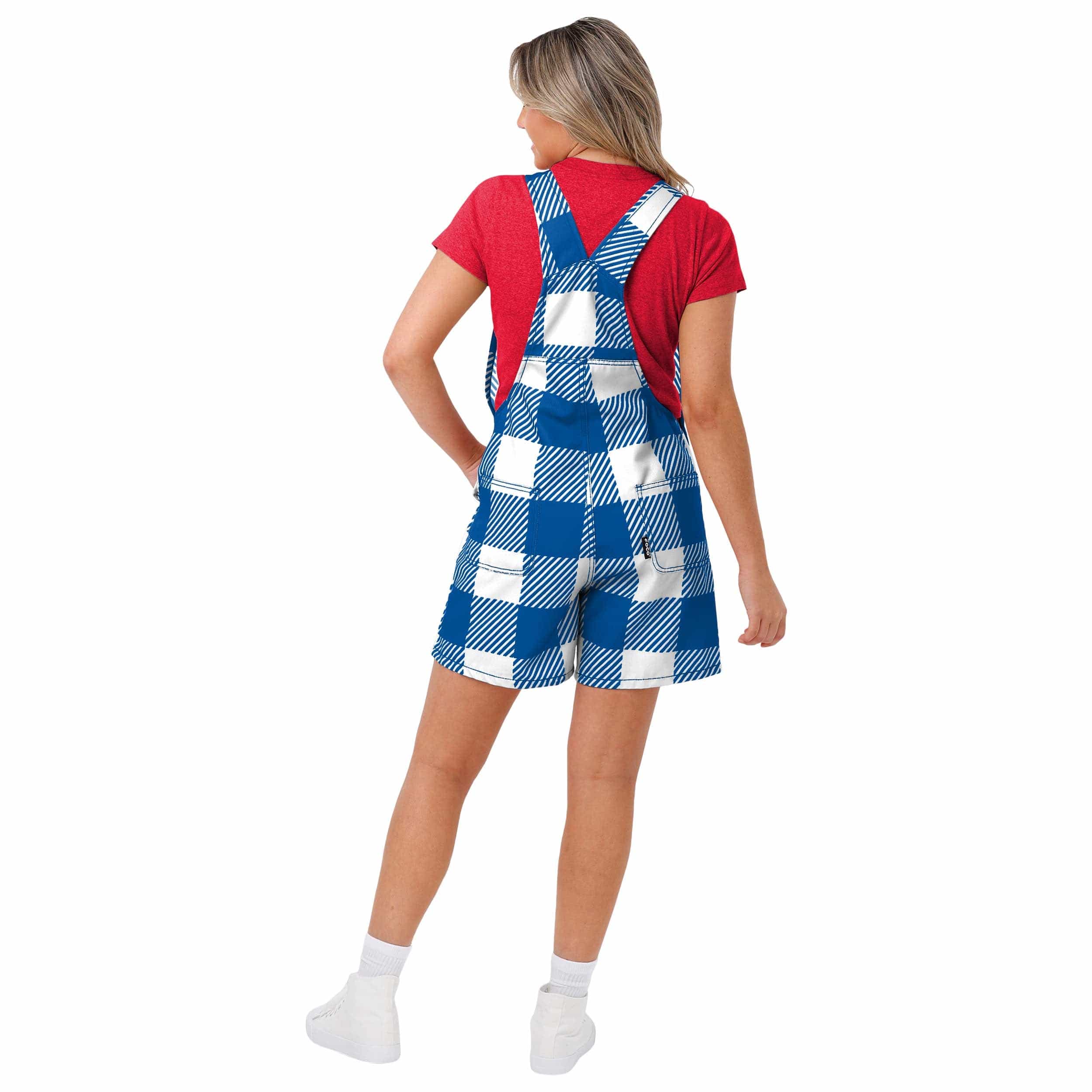 Buffalo Bills NFL Womens Plaid Bib Shortalls - Image 2