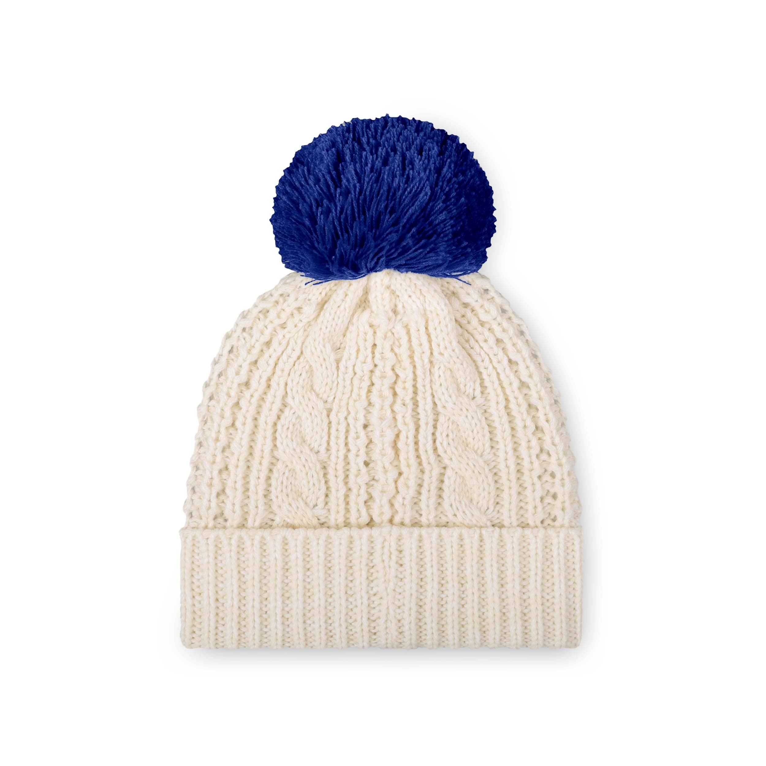 Buffalo Bills NFL Womens Primary Logo White Cable Knit Pom Beanie - Image 2