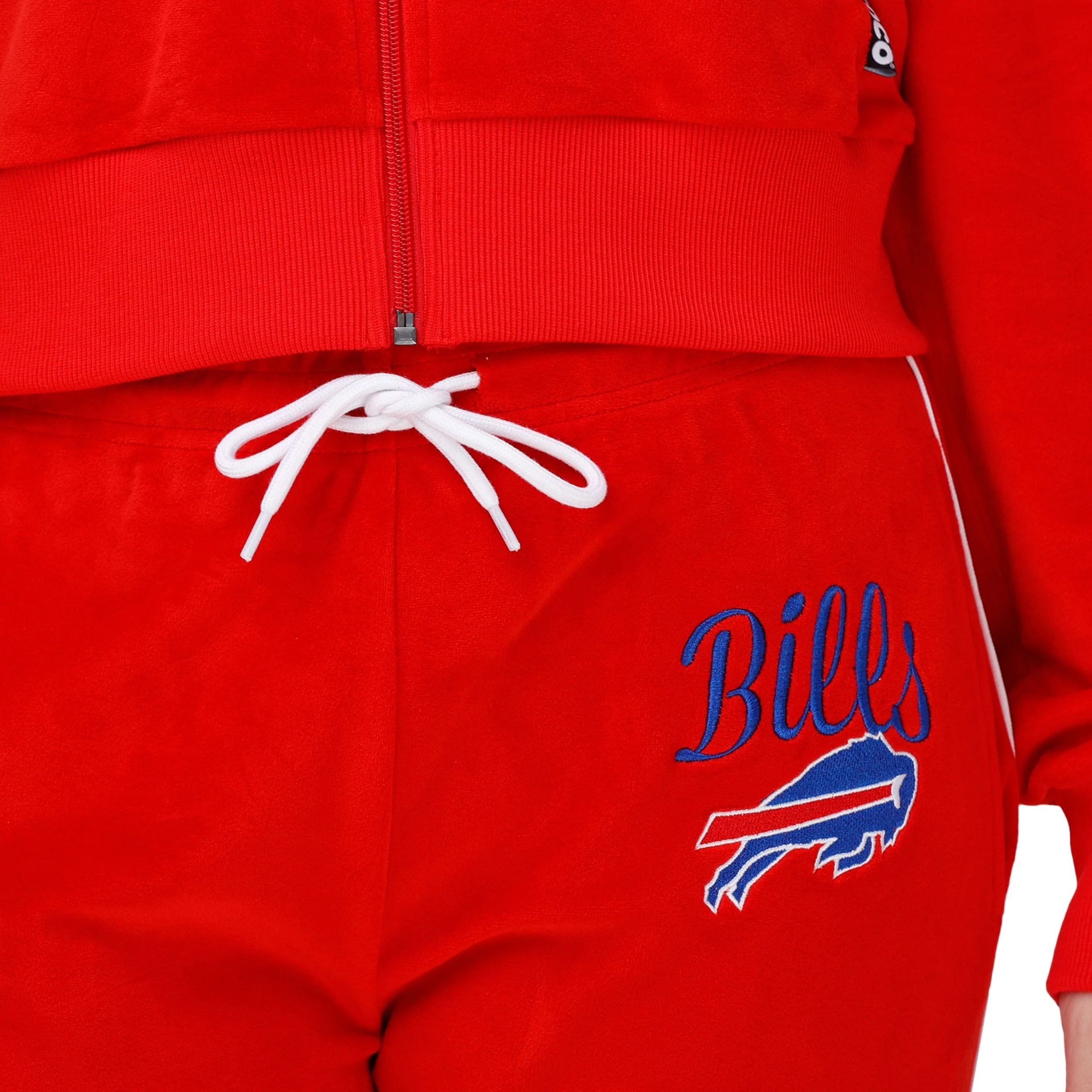 Buffalo Bills NFL Womens Red Velour Pants - Image 3