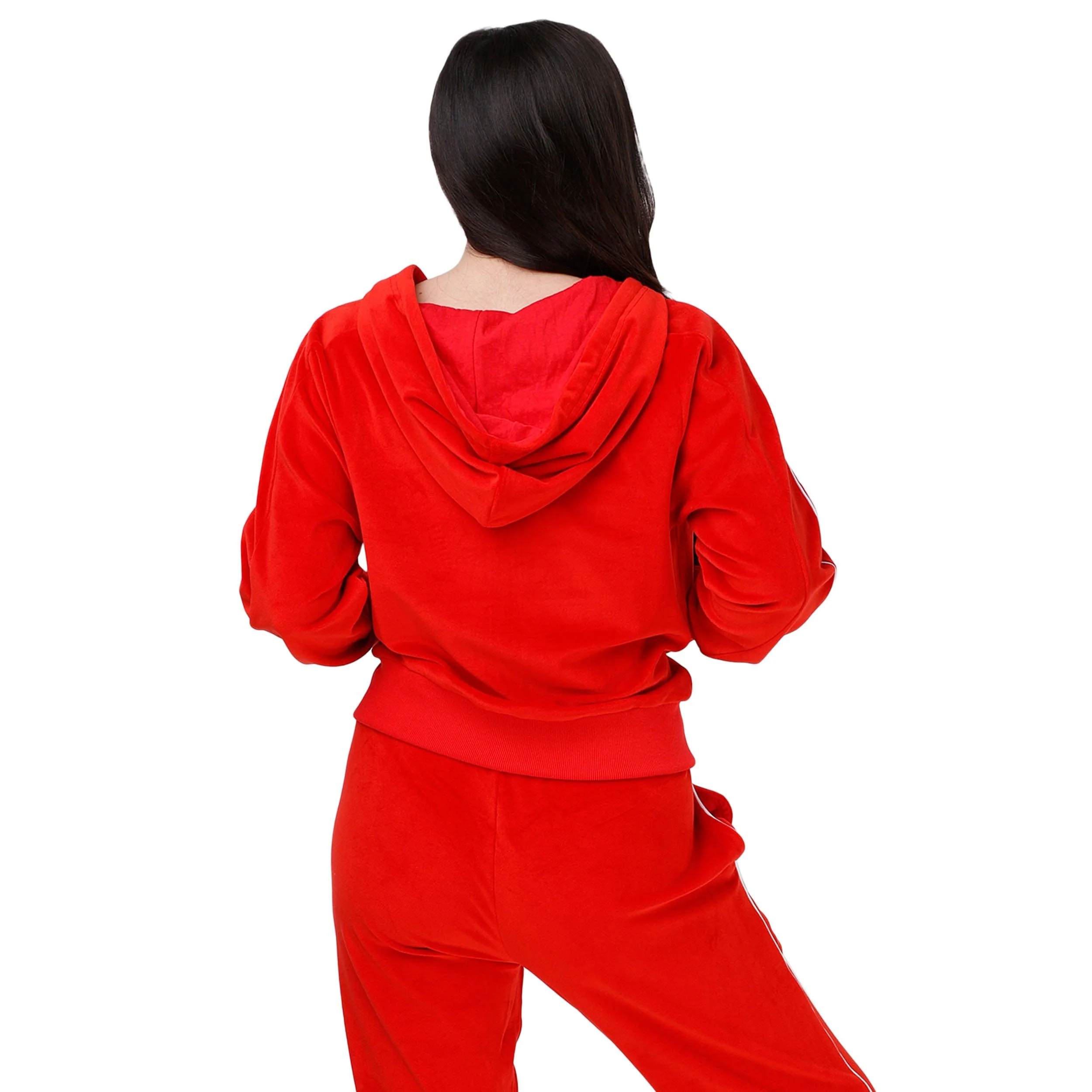 Buffalo Bills NFL Womens Red Velour Zip Up Top - Image 2
