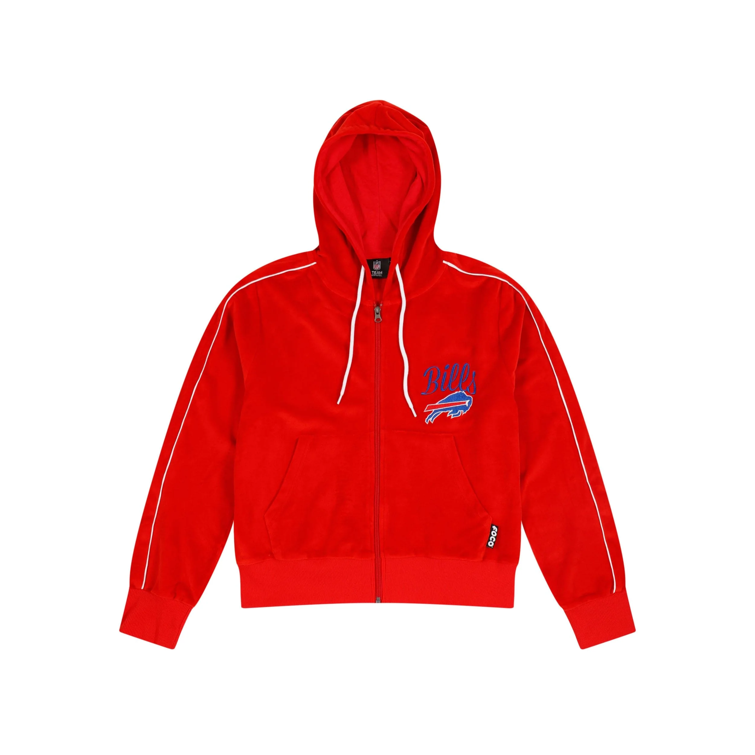 Buffalo Bills NFL Womens Red Velour Zip Up Top - Image 4