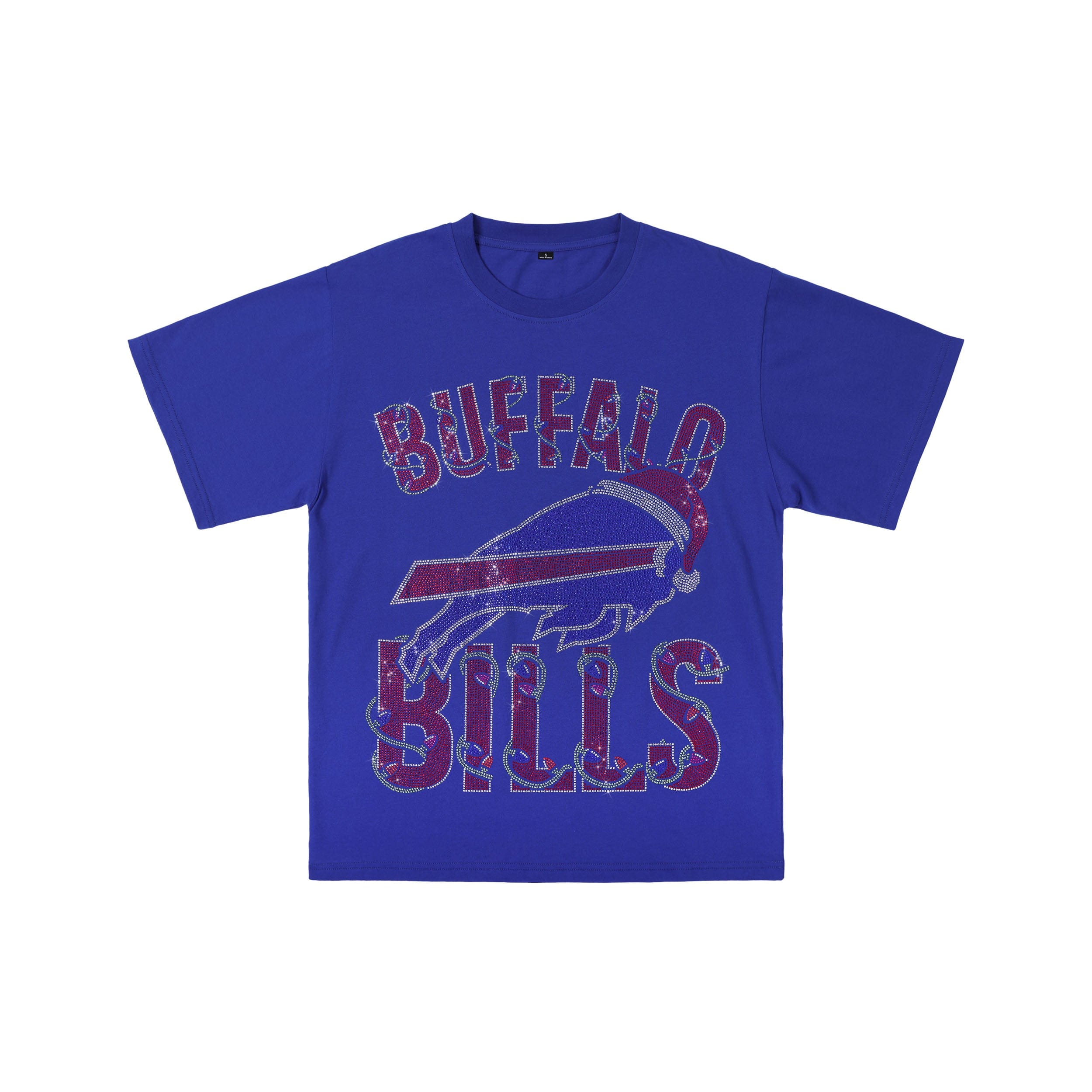 Buffalo Bills NFL Womens Rhinestone Logo Oversized Holiday T-Shirt - Image 4