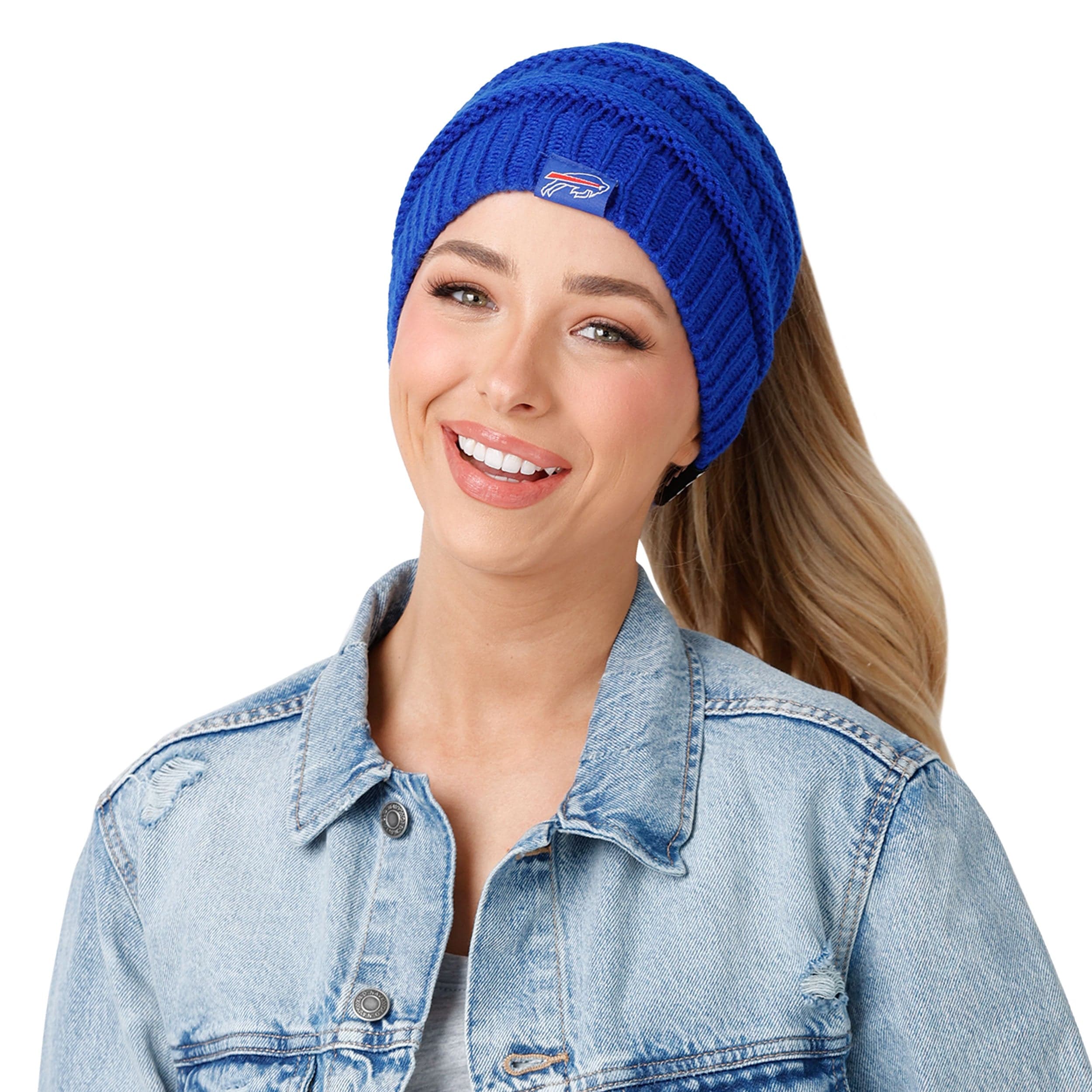 Buffalo Bills NFL Womens Solid Ponytail Beanie - Image 3