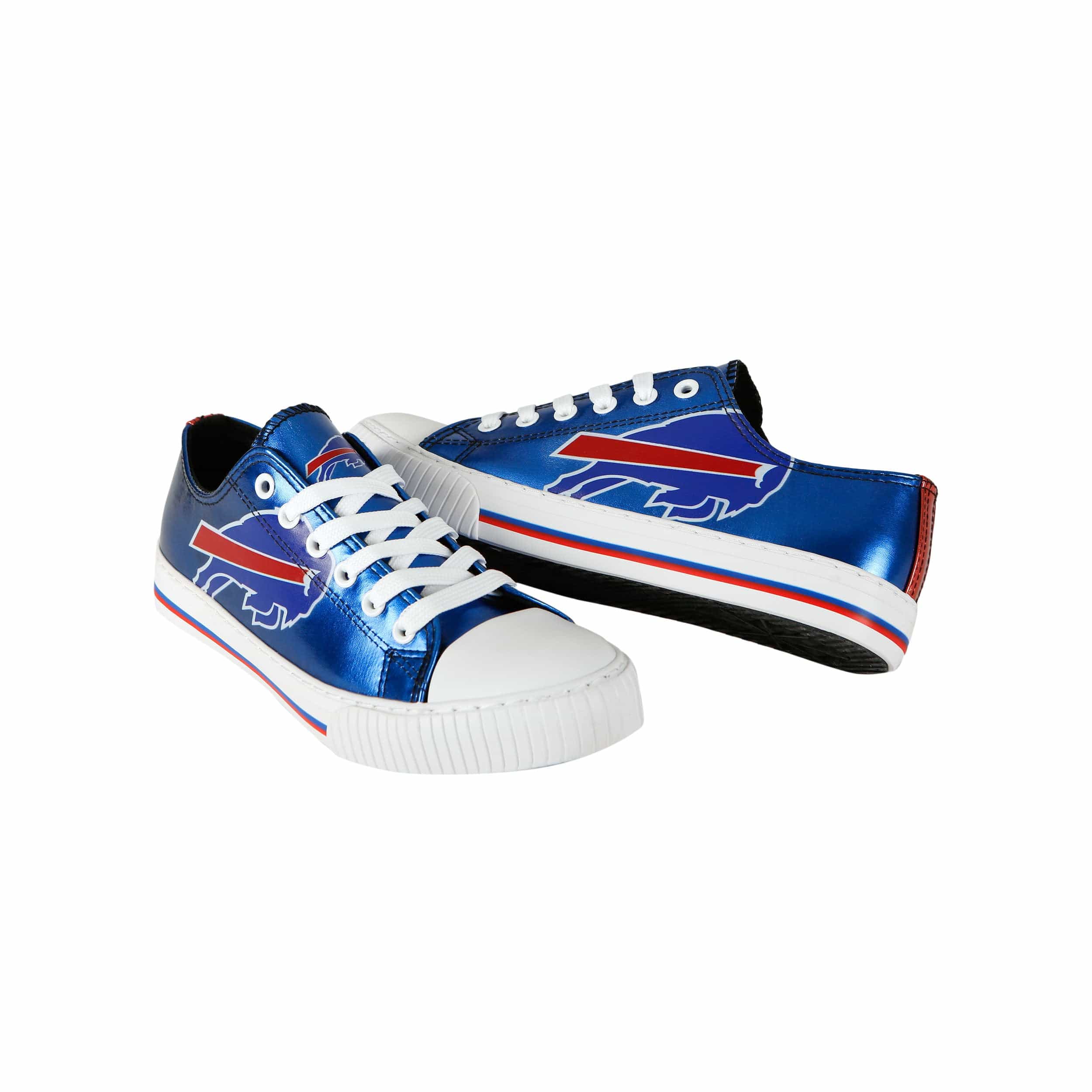 Buffalo Bills NFL Womens Team Color Metallic Low Top Canvas Shoes - Image 4