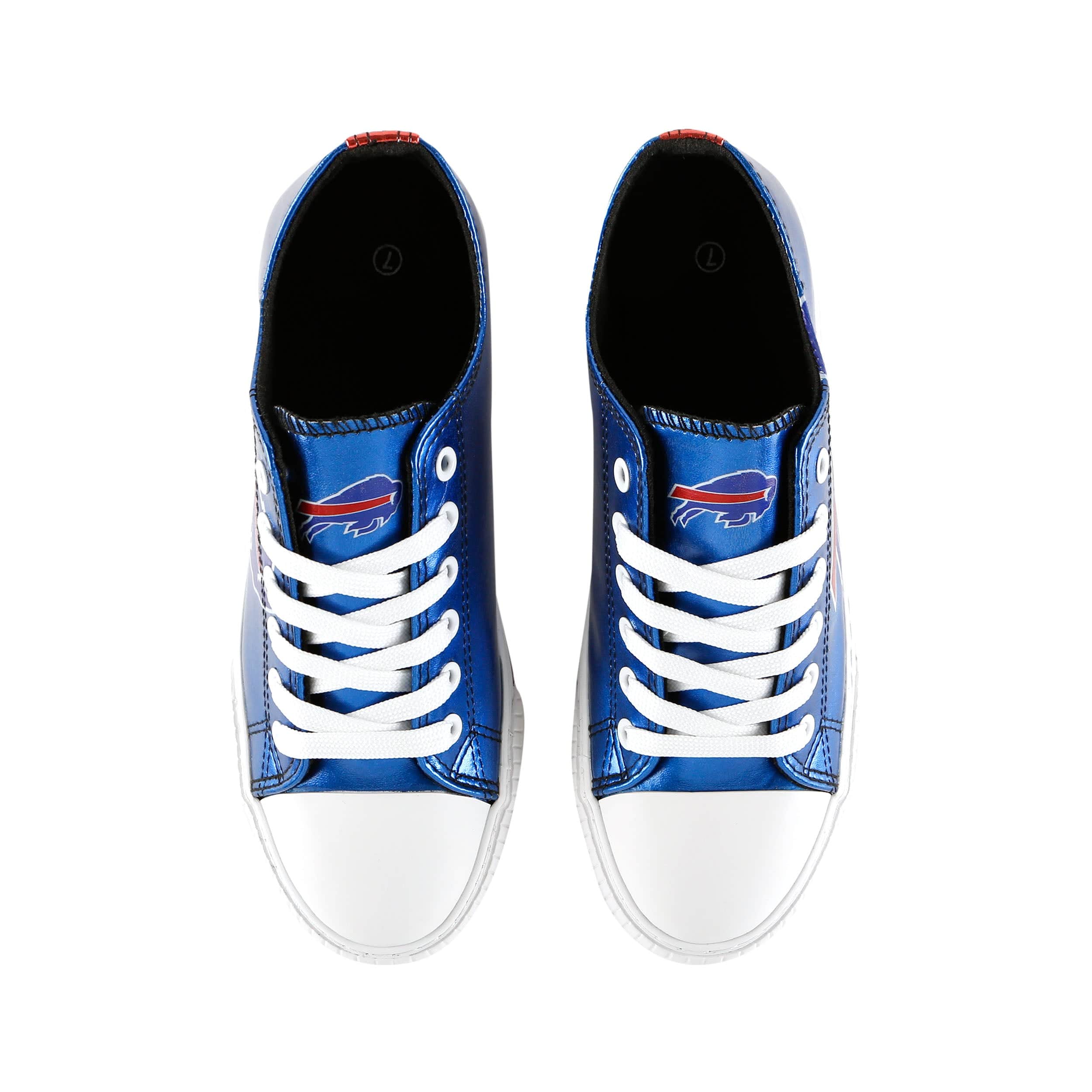 Buffalo Bills NFL Womens Team Color Metallic Low Top Canvas Shoes - Image 5