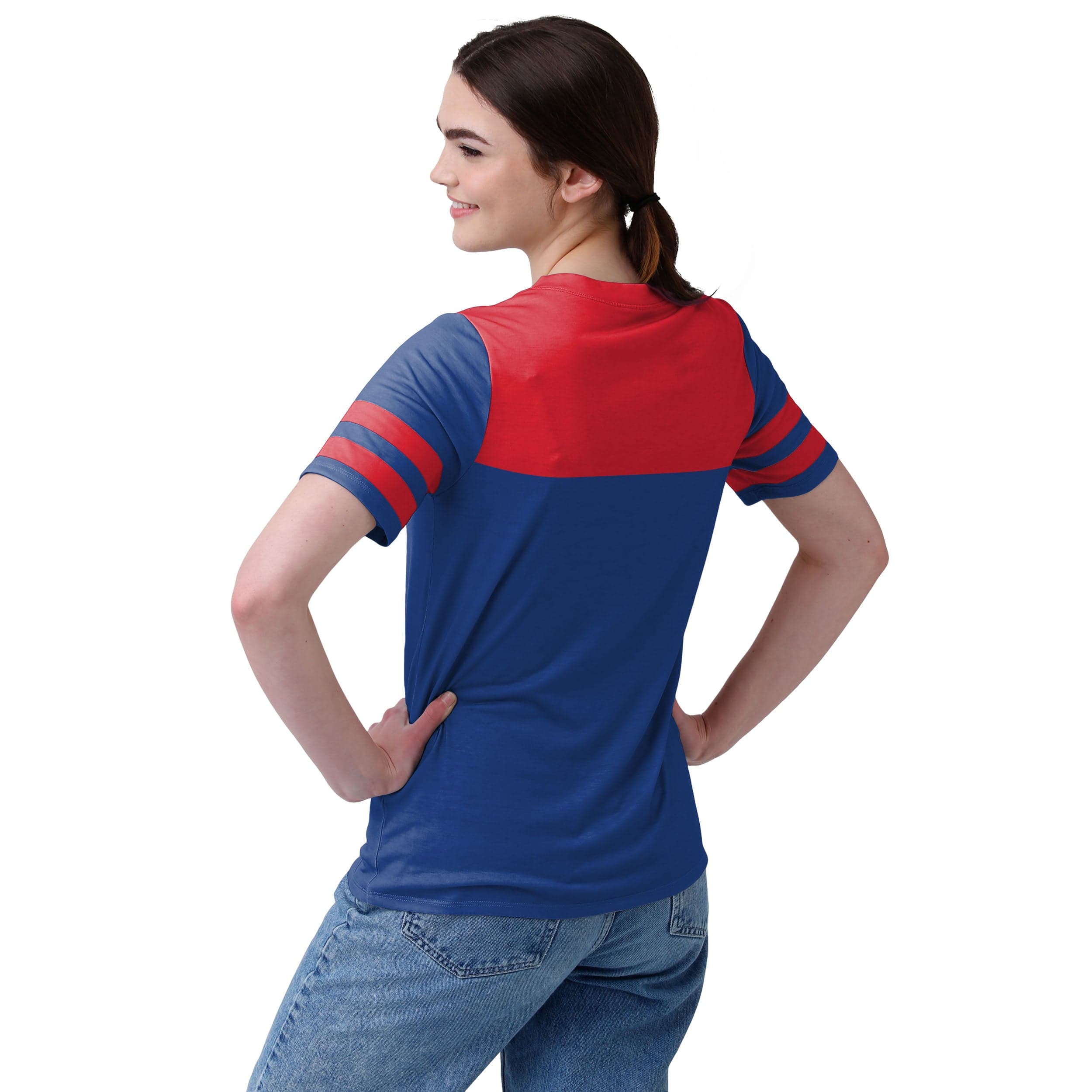 Buffalo Bills NFL Womens Team Stripe Property Of V-Neck T-Shirt - Image 2
