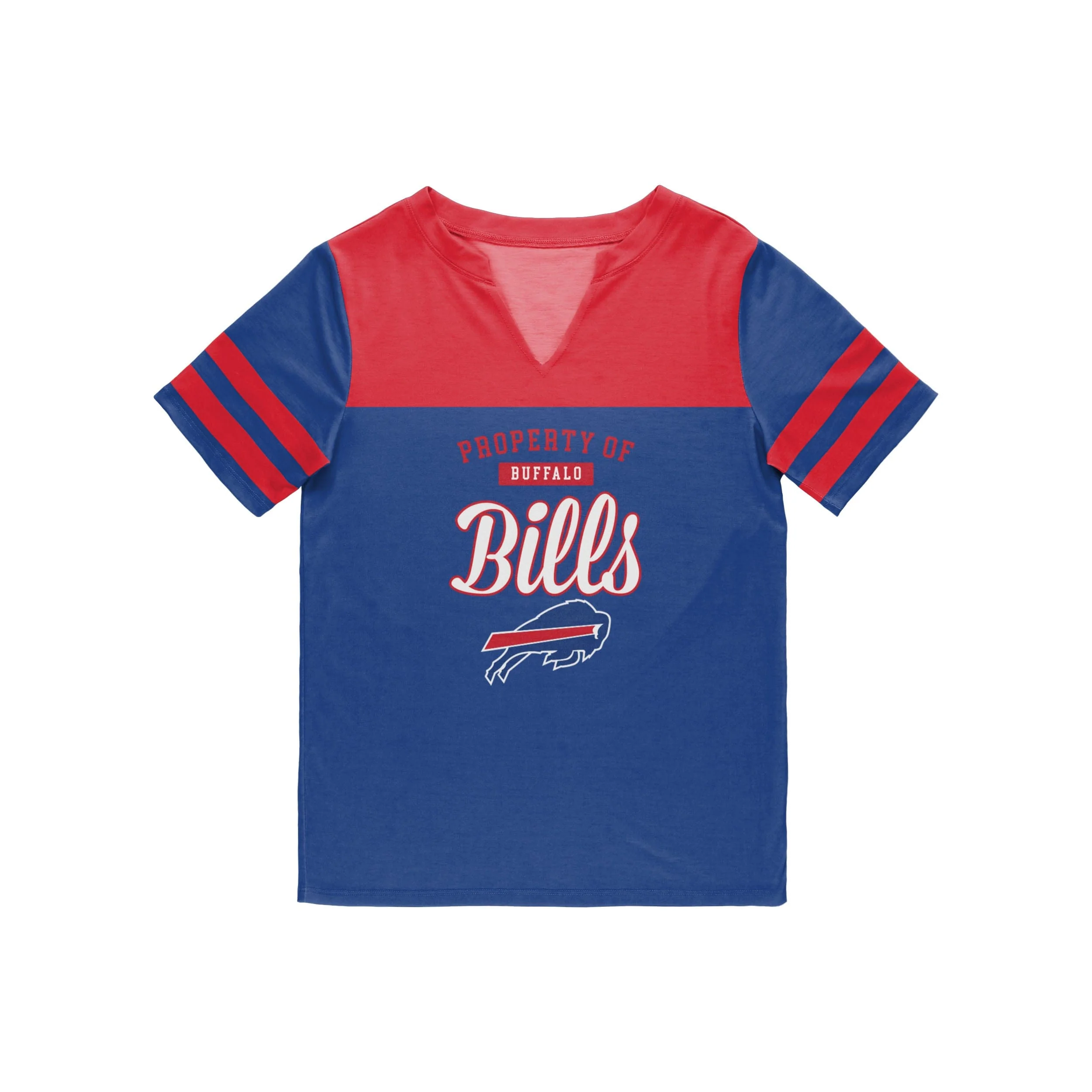 Buffalo Bills NFL Womens Team Stripe Property Of V-Neck T-Shirt - Image 3
