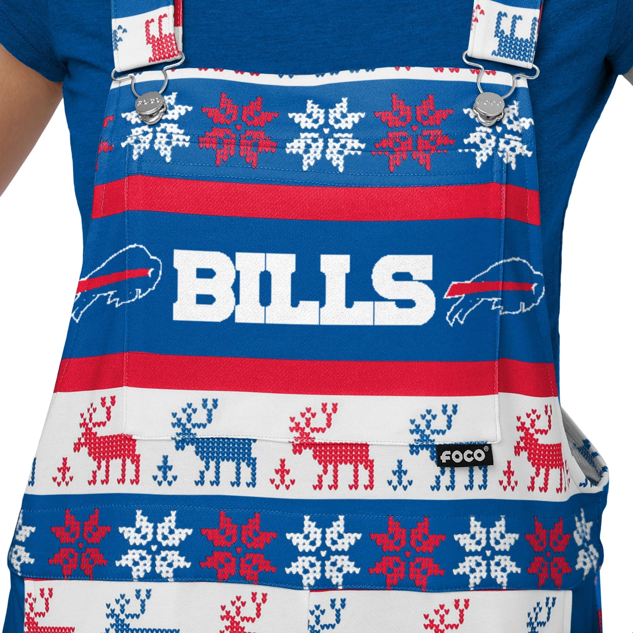 Buffalo Bills NFL Womens Ugly Home Gating Bib Overalls - Image 4