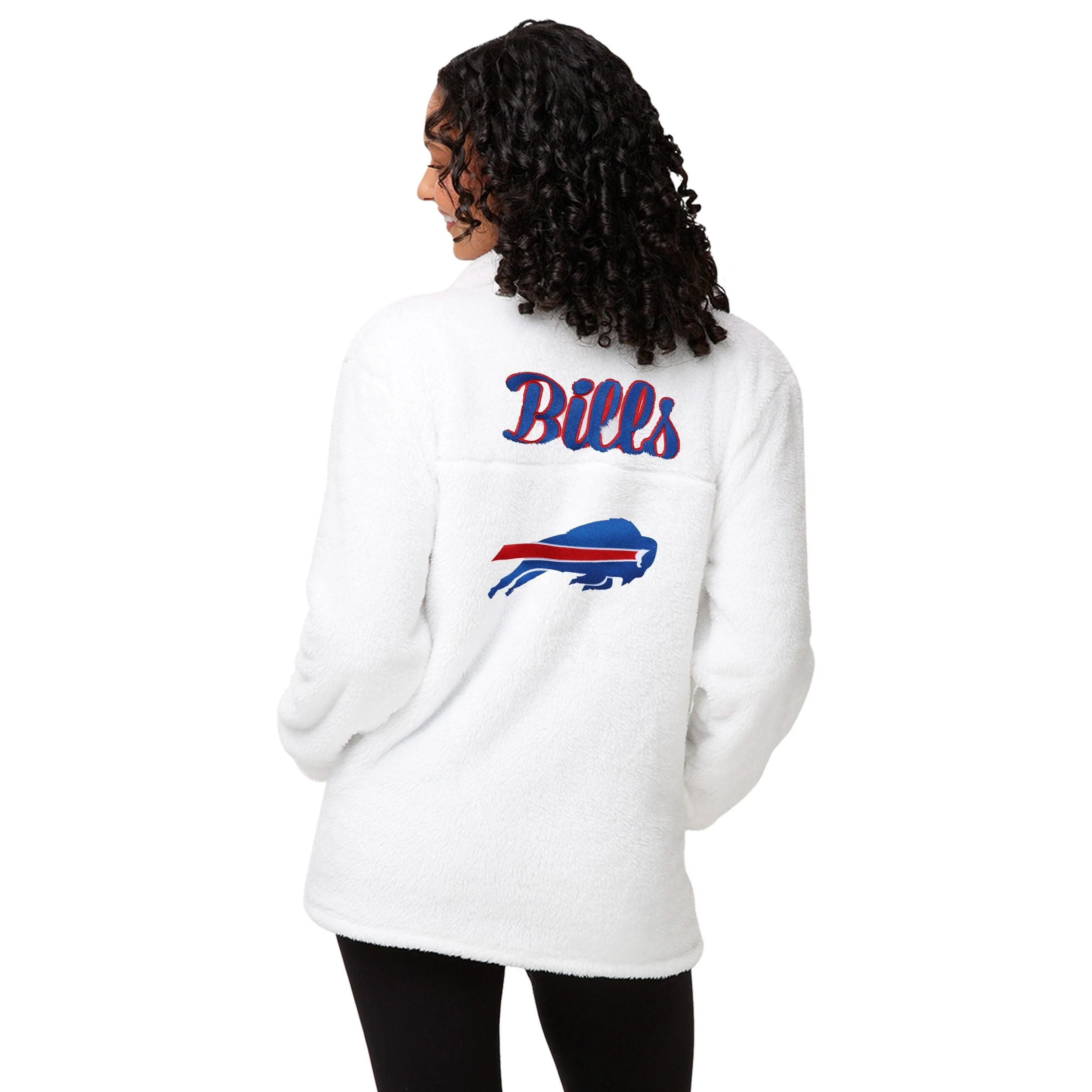 Buffalo Bills NFL Womens White Sherpa Jacket - Image 2