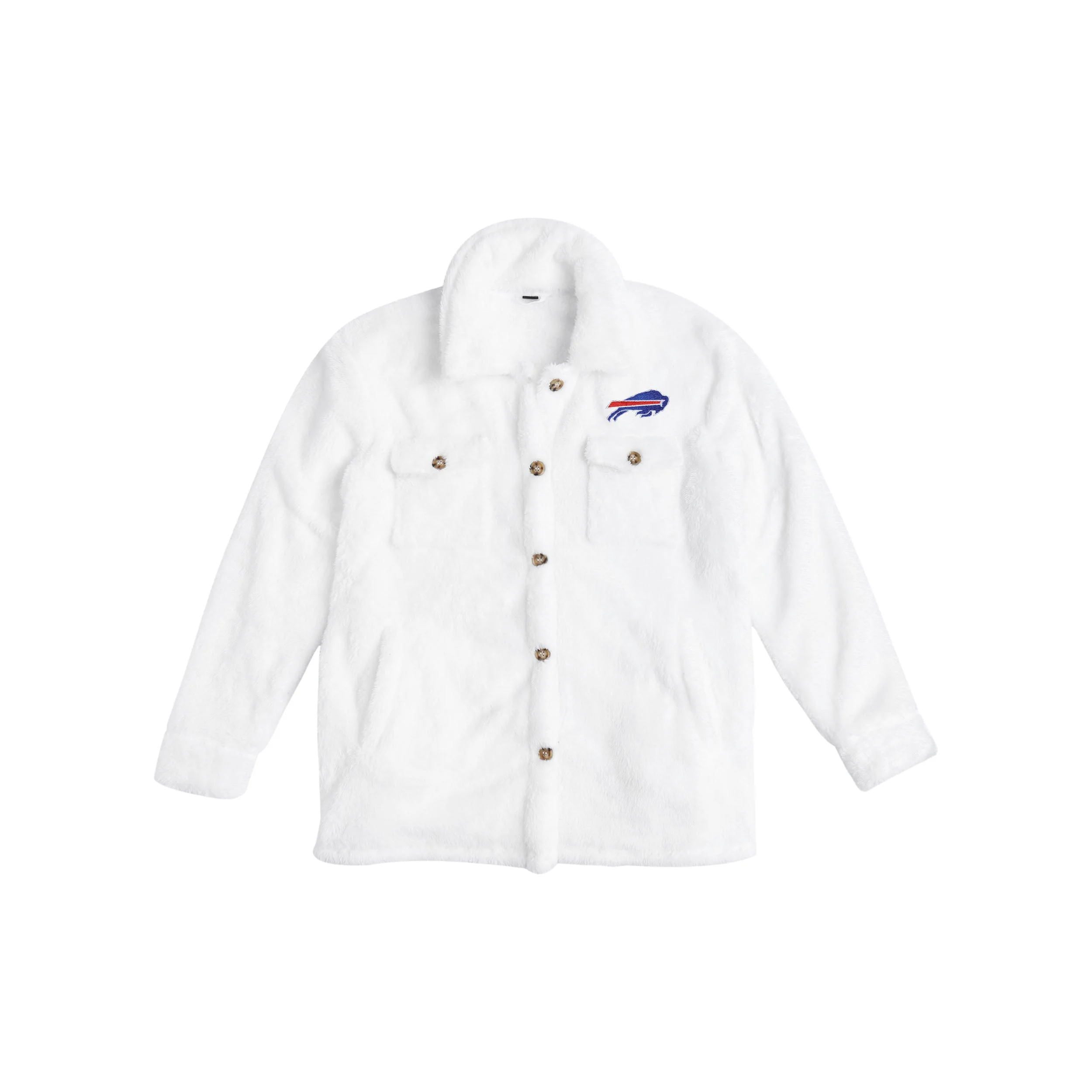 Buffalo Bills NFL Womens White Sherpa Jacket - Image 5