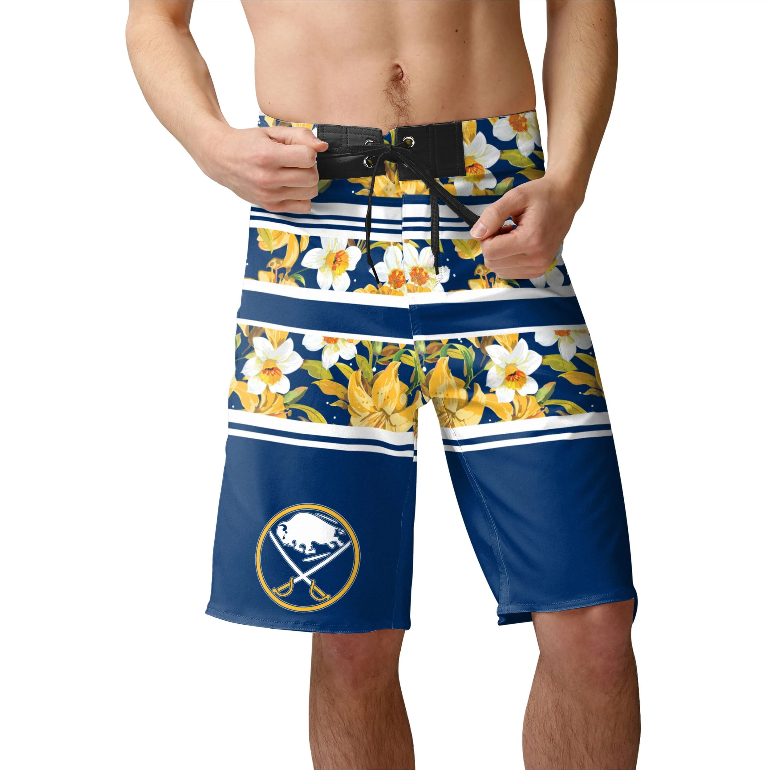 Buffalo Sabres Mens NHL Floral Stripe Boardshorts - Image 2