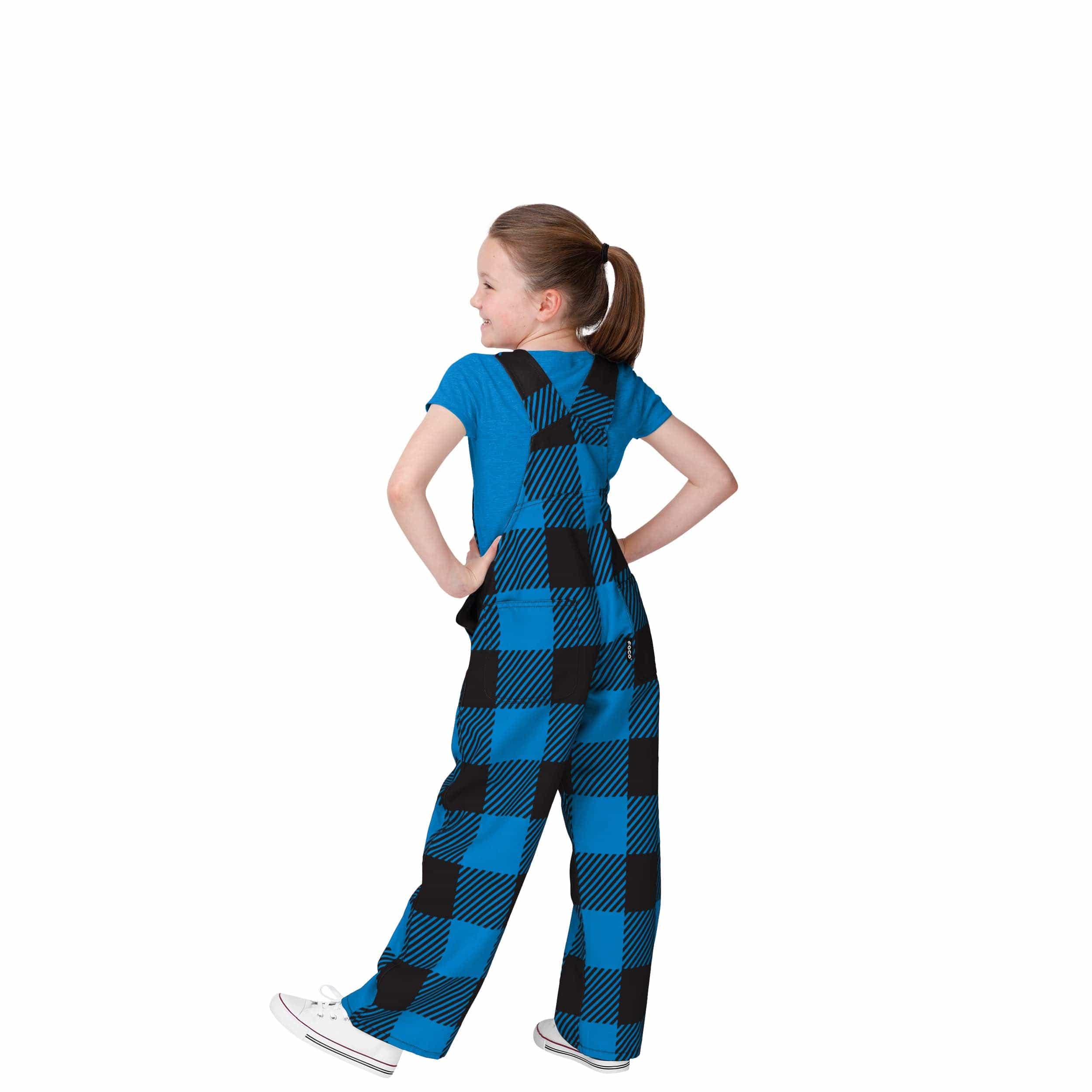 Carolina Panthers NFL Youth Plaid Bib Overalls - Image 2