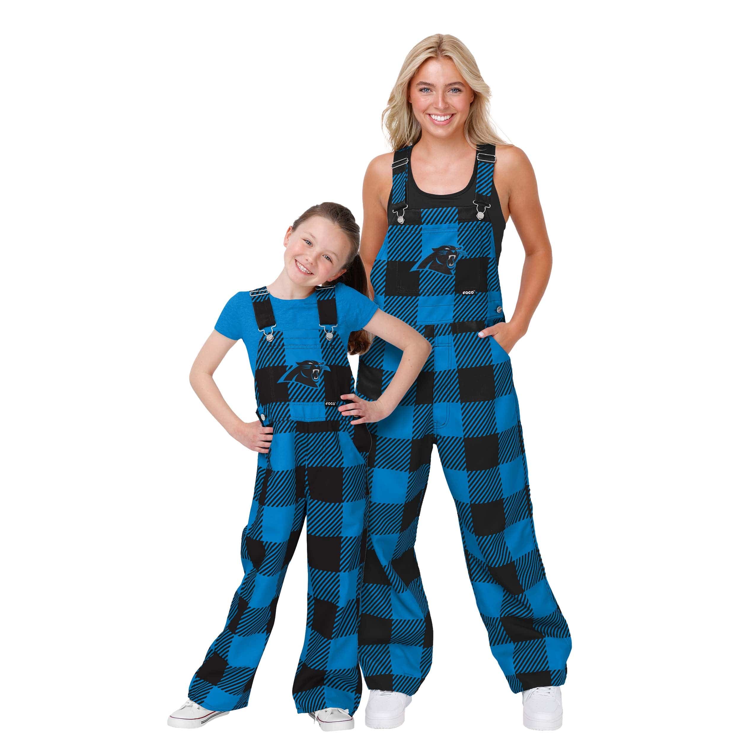 Carolina Panthers NFL Youth Plaid Bib Overalls - Image 3