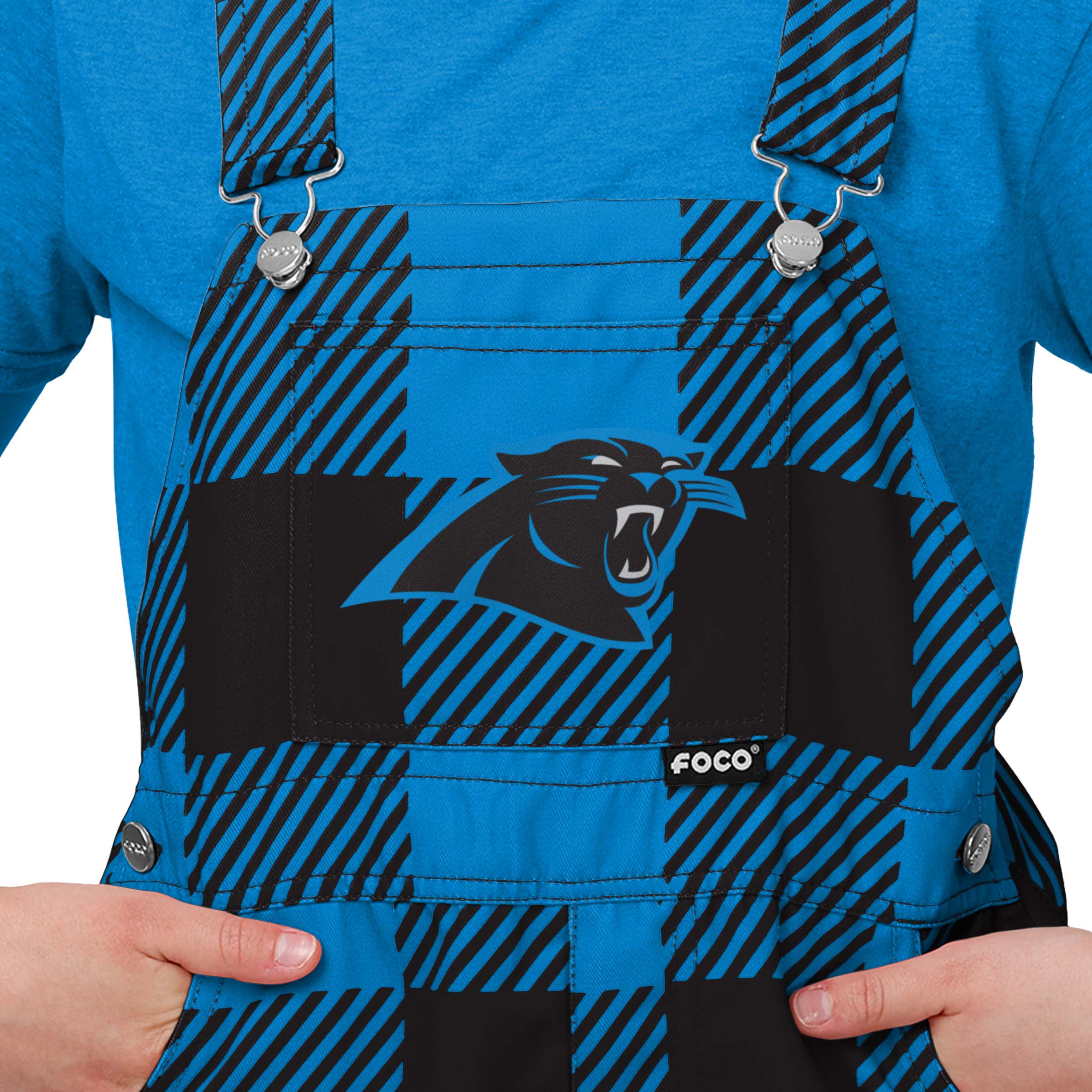 Carolina Panthers NFL Youth Plaid Bib Overalls - Image 4