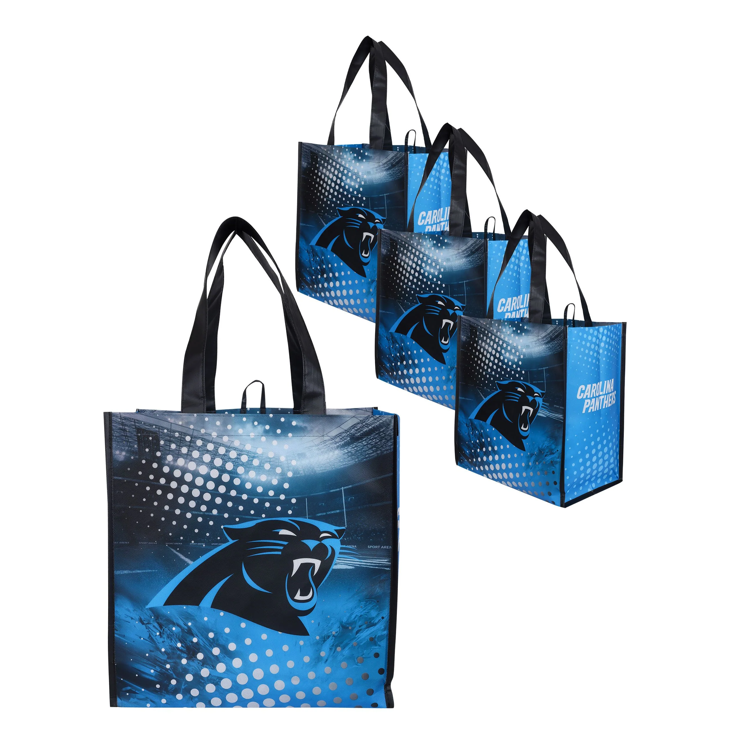 Carolina Panthers NFL 4 Pack Reusable Shopping Bag - Image 2