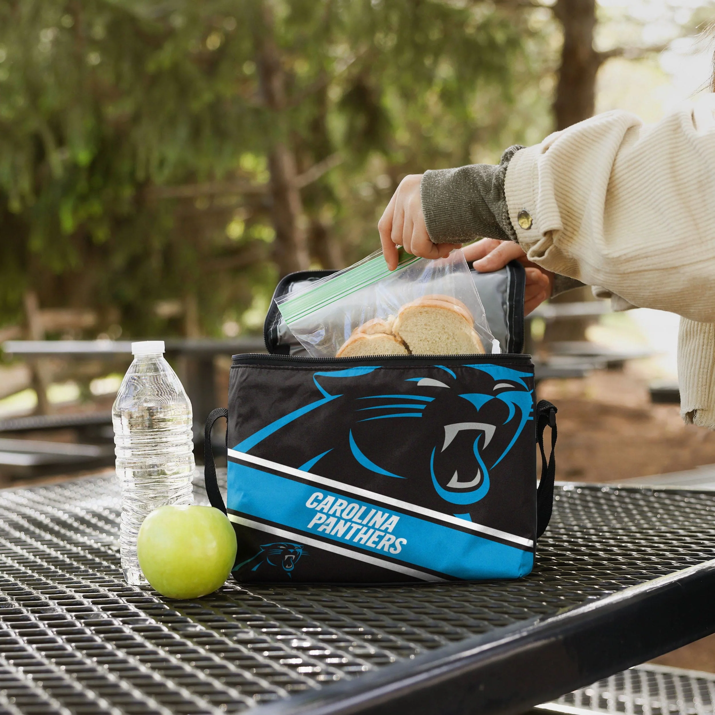 Carolina Panthers NFL Big Logo Stripe 6 Pack Cooler - Image 3