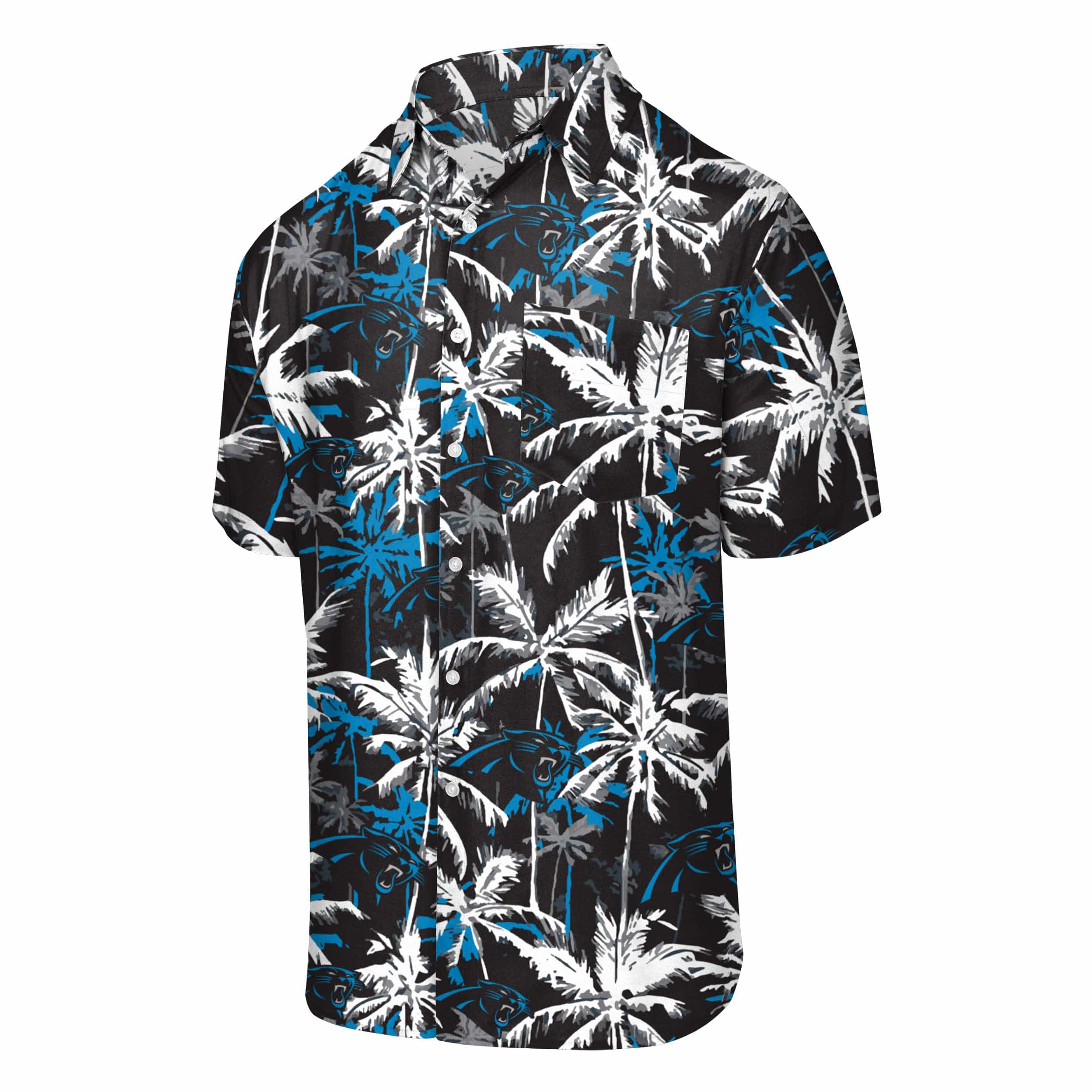 Carolina Panthers NFL Mens Black Floral Button Up Shirt - Image 4