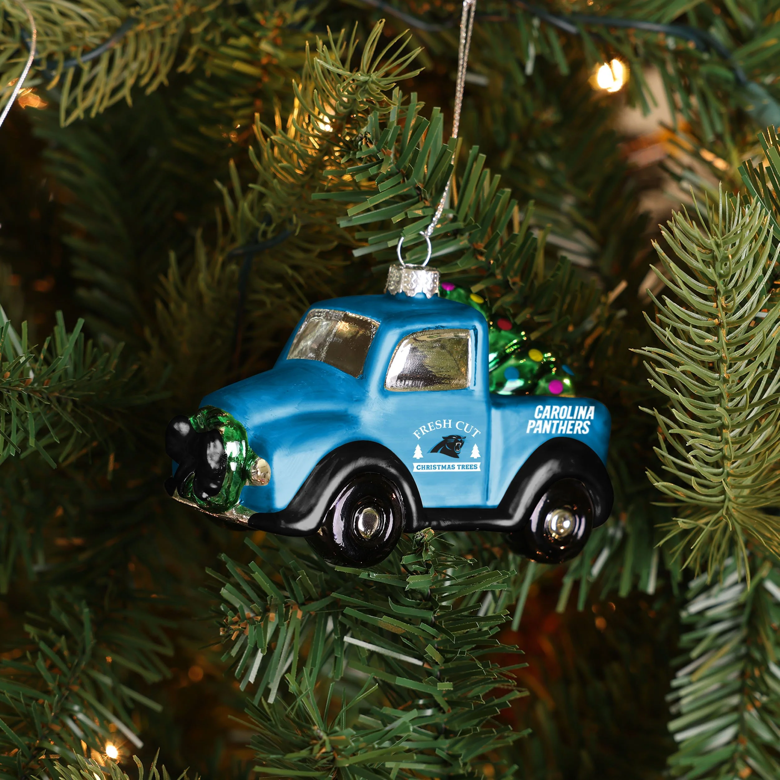 Carolina Panthers NFL Blown Glass Truck Ornament - Image 3
