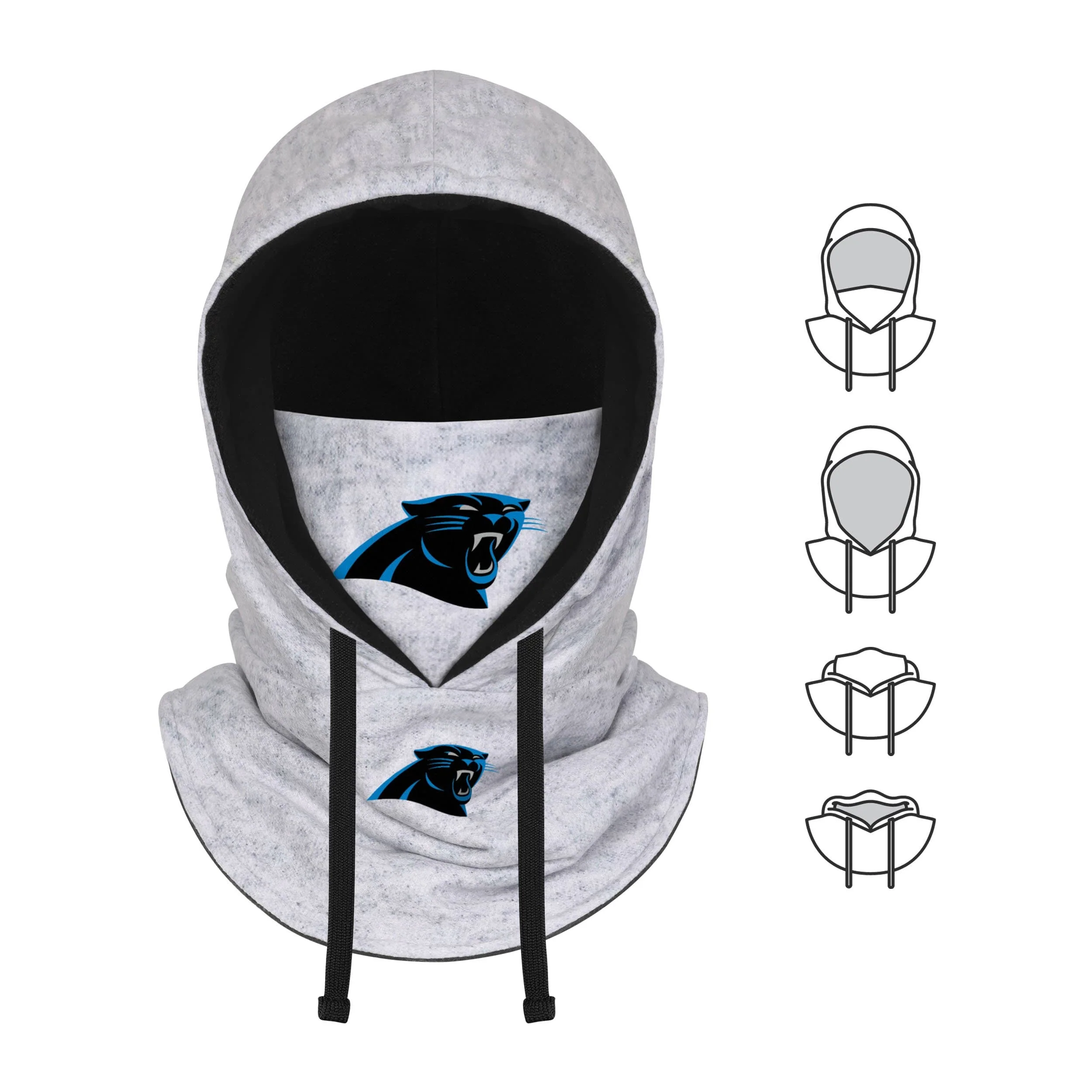 Carolina Panthers NFL Heather Gray Drawstring Hooded Gaiter Scarf - Image 5