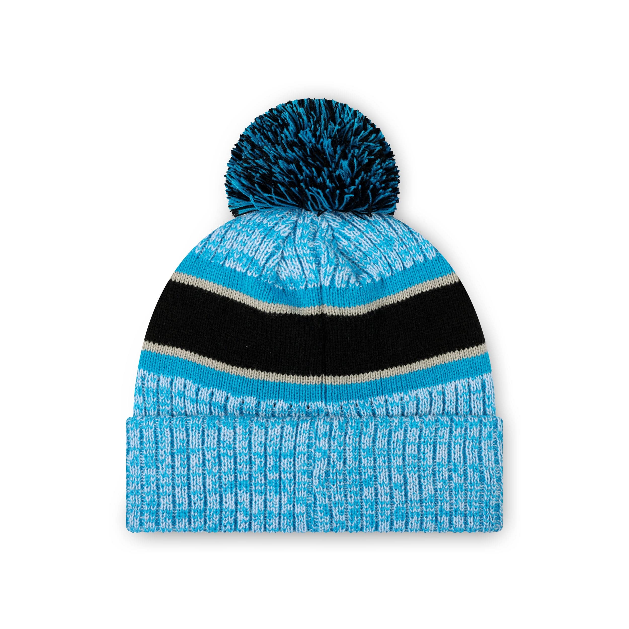Carolina Panthers NFL Heather Team Stripe Lined Pom Beanie - Image 2