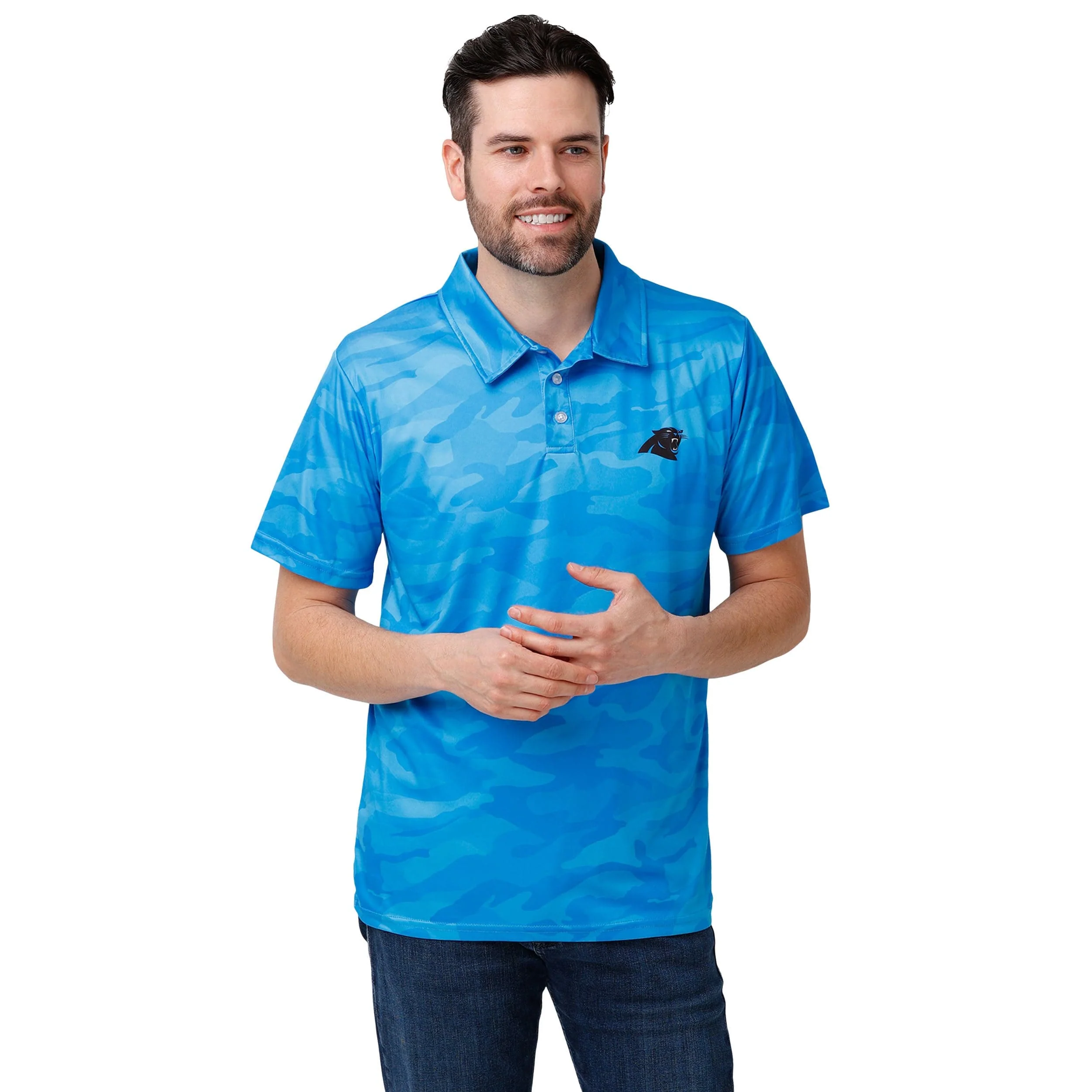 Carolina Panthers NFL Mens Color Camo Polyester Polo - Image 2