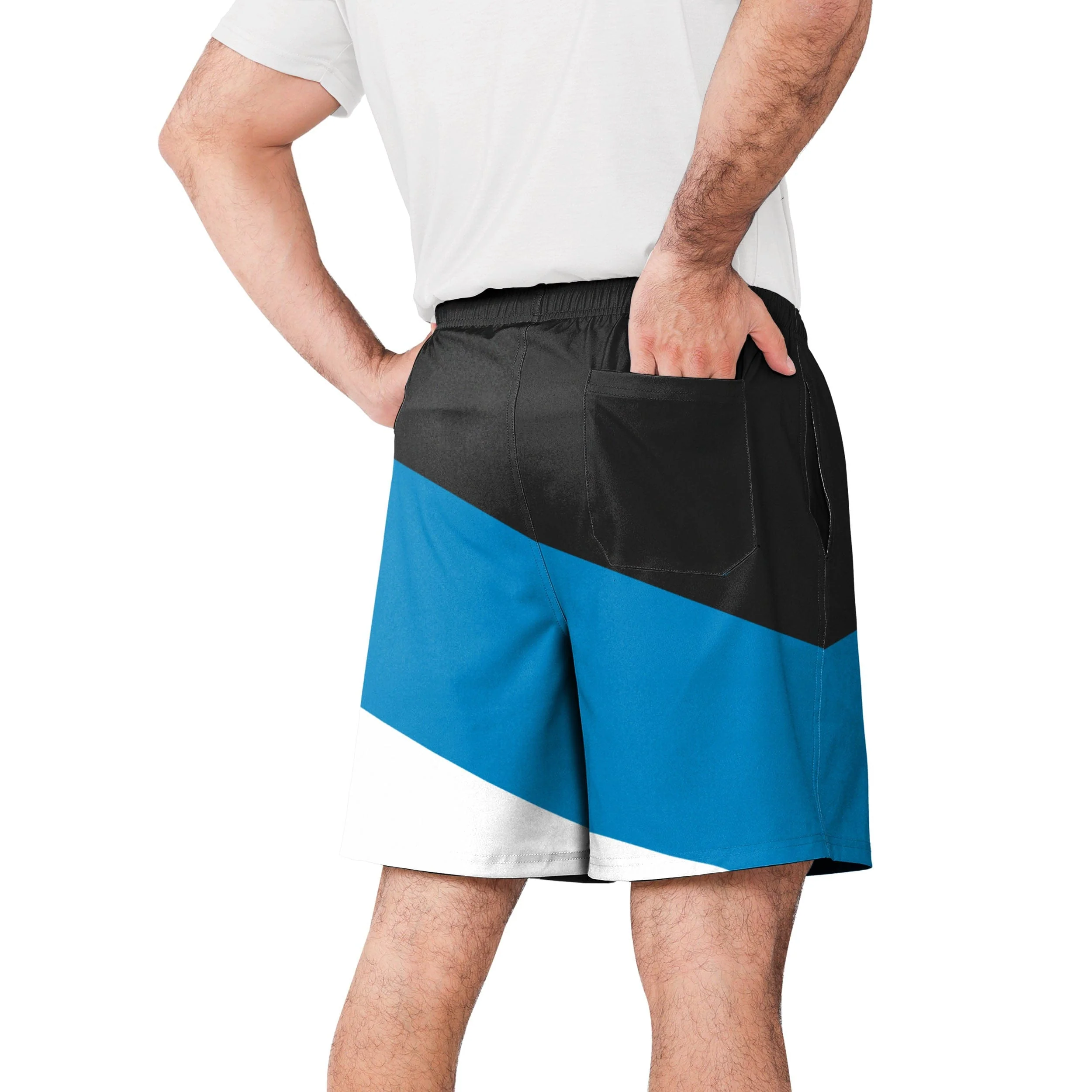 Carolina Panthers NFL Mens Colorblock Double Down Liner Training Shorts - Image 3