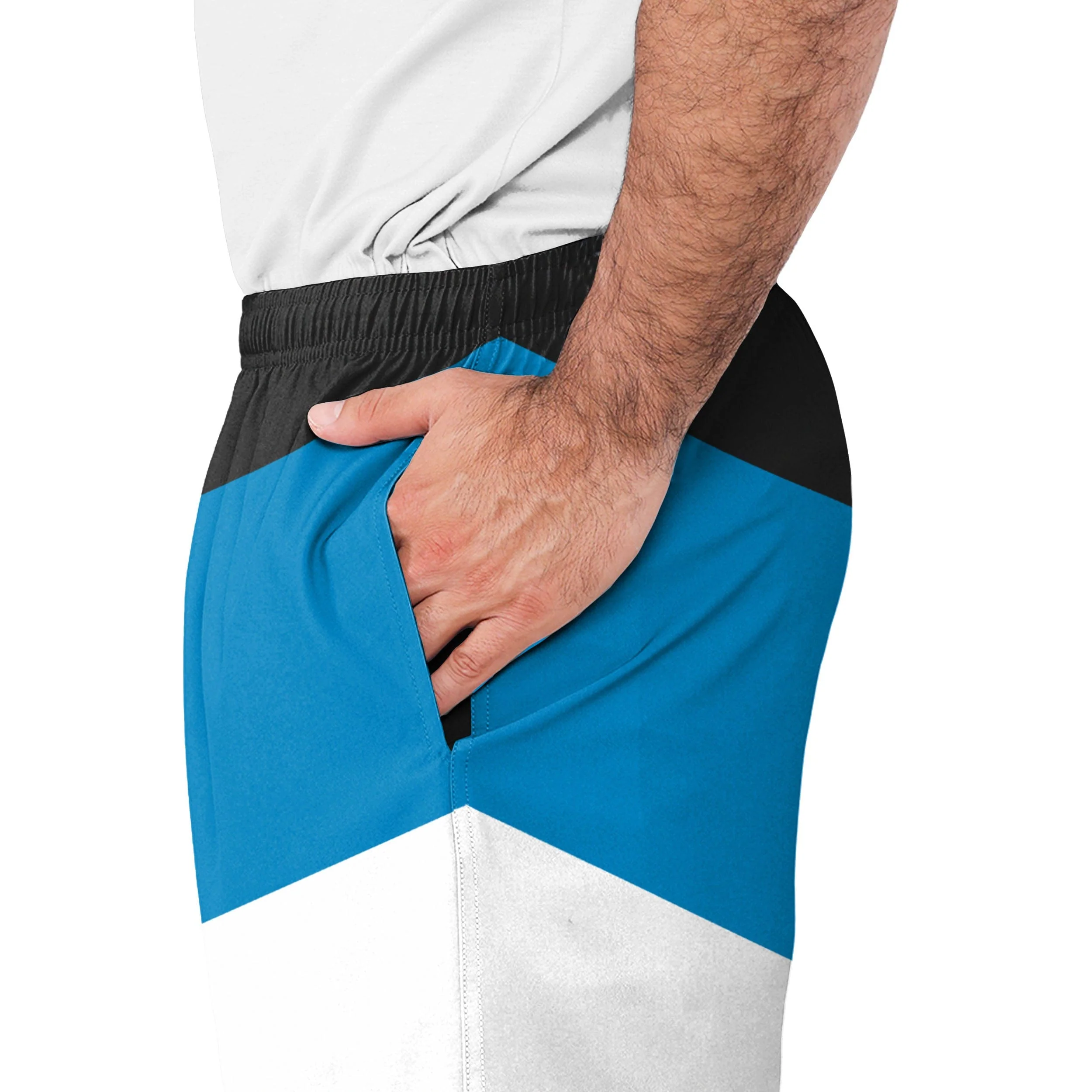 Carolina Panthers NFL Mens Colorblock Double Down Liner Training Shorts - Image 4